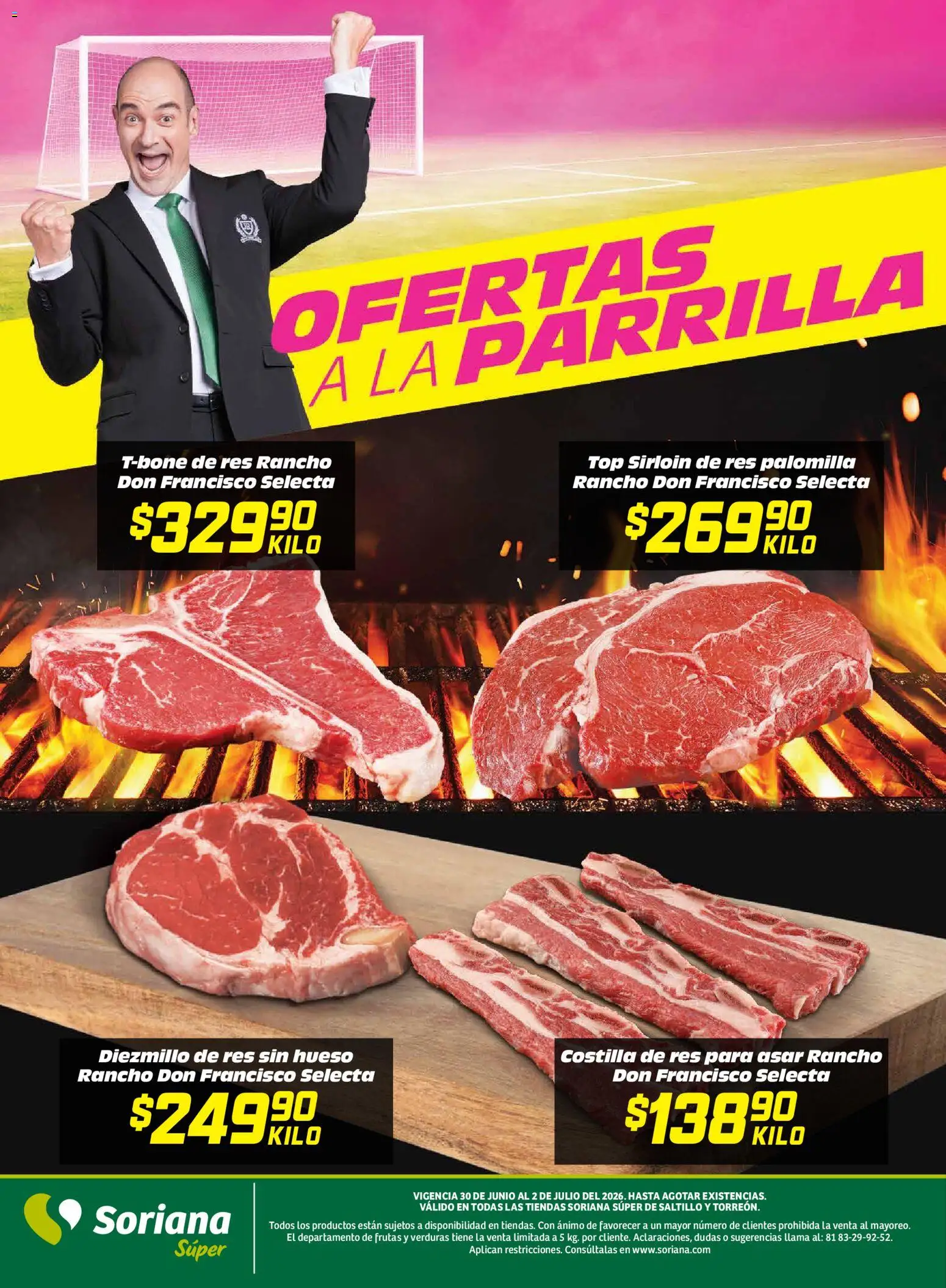 Nuevas ofertas de Soriana válidas en toda la República Mexicana desde el 30/06/2026. ¡Encuentra las mejores ofertas en Soriana Martes y Miércoles del Campo Súper: Saltillo y Torreón! | Página: 6 | Productos: Res, Parrilla, Top