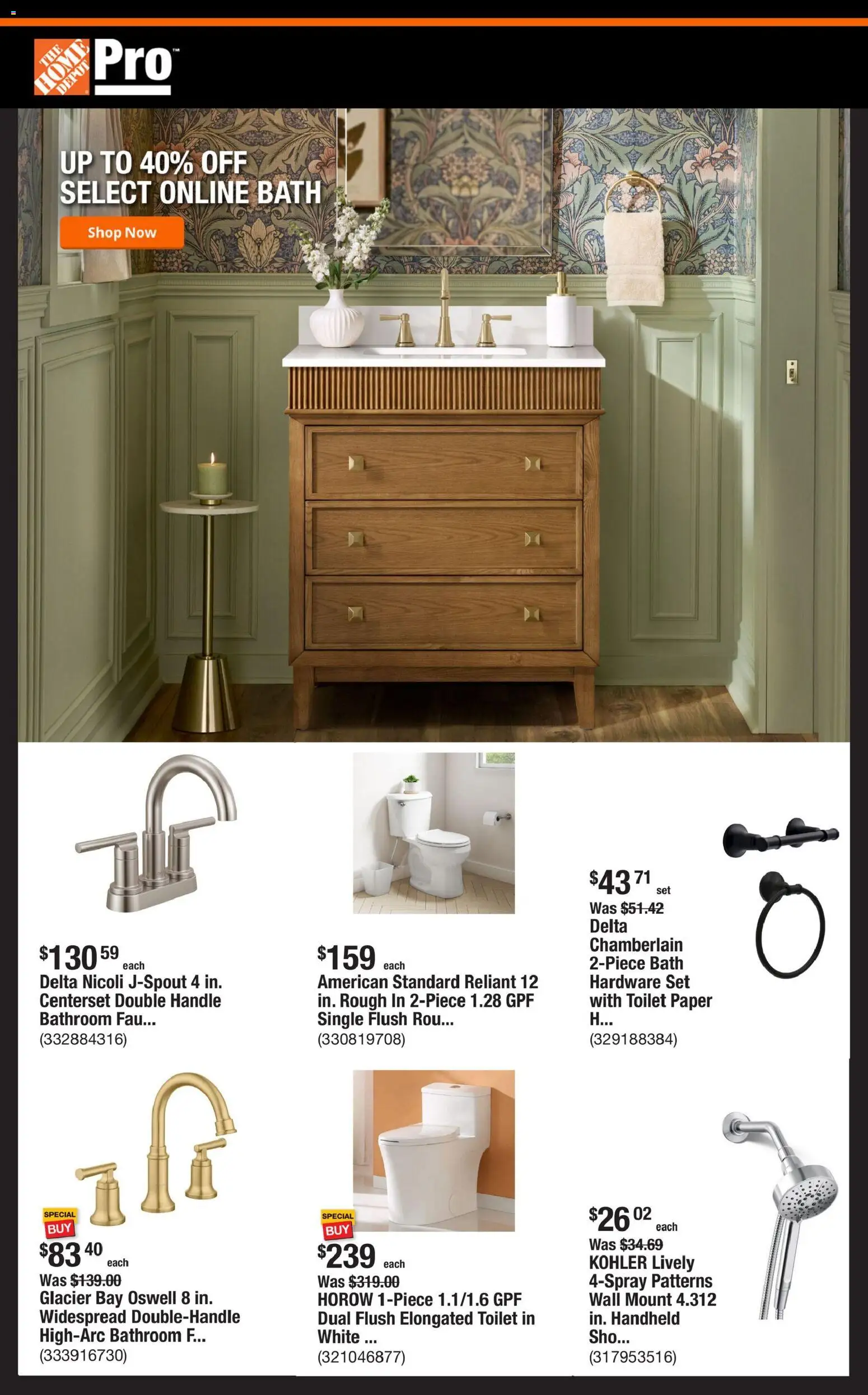 Home Depot Shop Pro Ad - valid from 09/28/2026 | Page: 1 | Products: Bath, Toilet paper