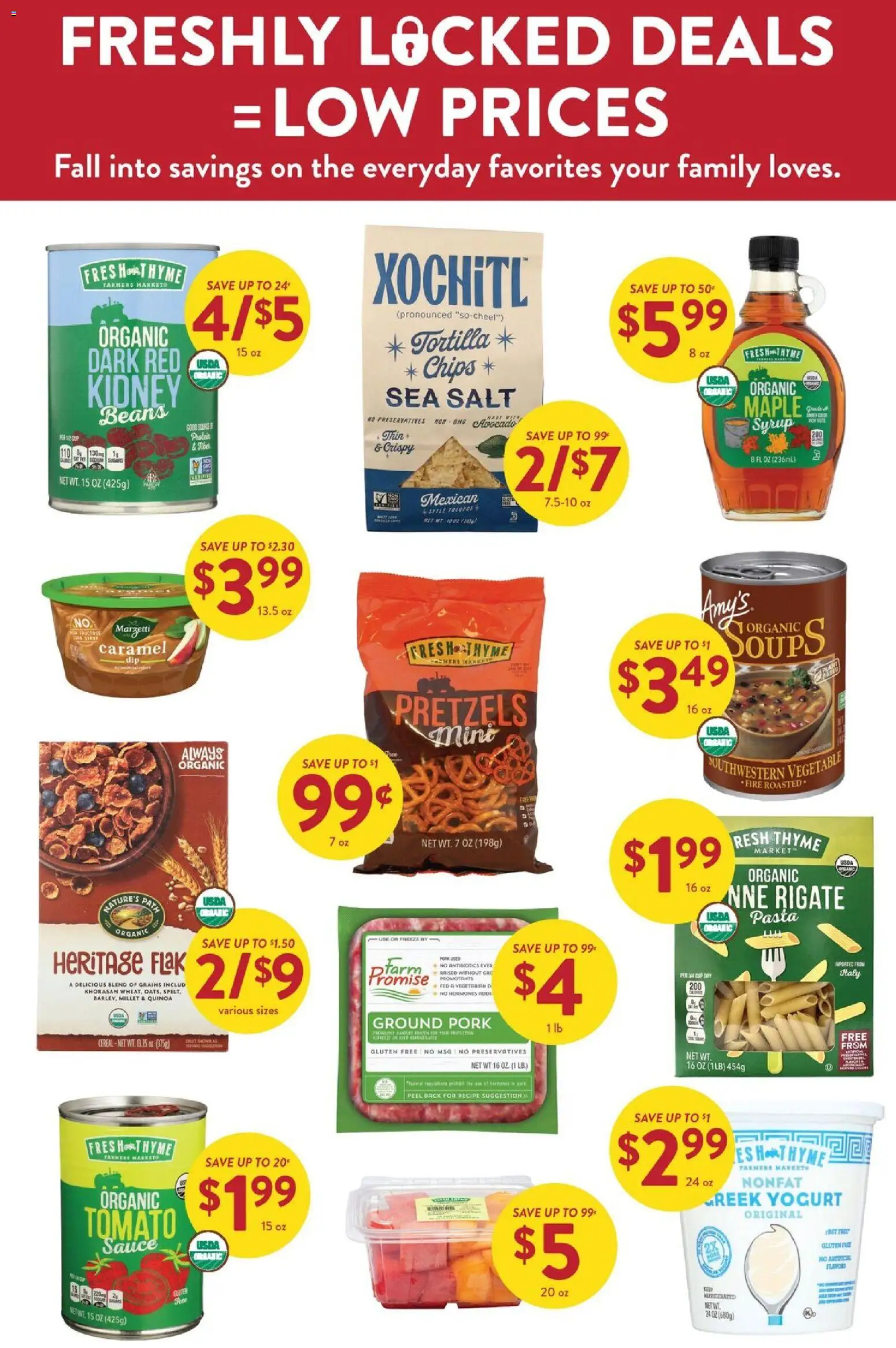 Fresh Thyme Monthly Ad - valid from 10/01/2026 | Page: 11 | Products: Ground pork, Tomato, Greek yogurt, Beans