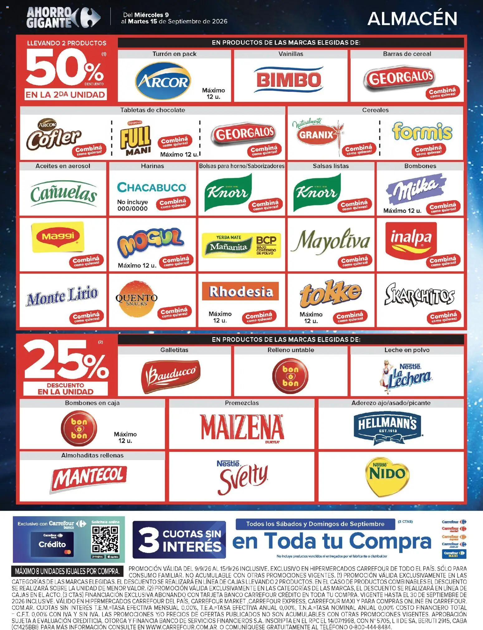 Carrefour - Ofertas │ válido desde el 09/09/2026 | Página: 7 | Productos: Galletitas, Aderezo, Salsas, Leche