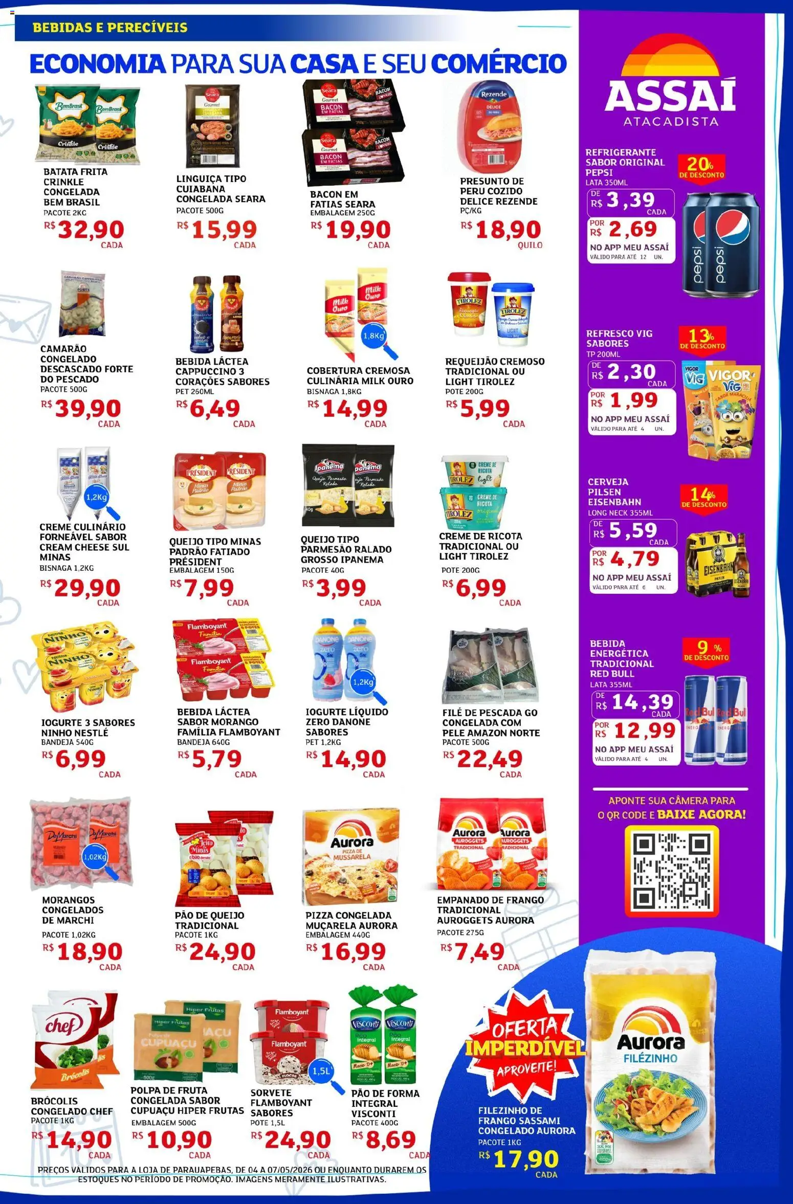 Assaí Atacadista Folheto - válido de 04.05.2026 | Página: 3 | Produtos: Camarão, Presunto, Frango, Mussarela