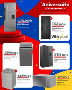Olímpica - Aniversario Ofertas textil y electro -  Vista previa de la revista de la tienda Olímpica valido desde el 30/07/2026 | Página: 18 | Productos: Lavadora, Horno microondas, Microondas, Nevera
