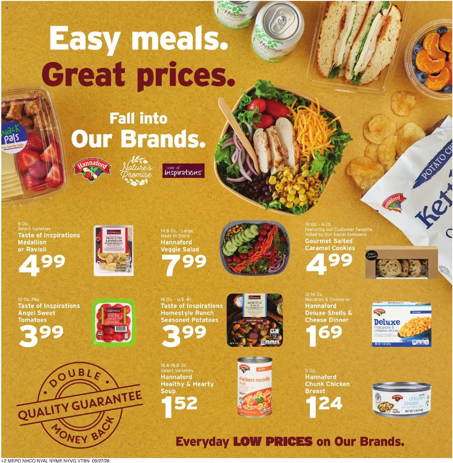 Hannaford Weekly Flyer - valid from 09/27/2026 | Page: 10 | Products: Meat, Tomatoes, Cookies, Potatoes