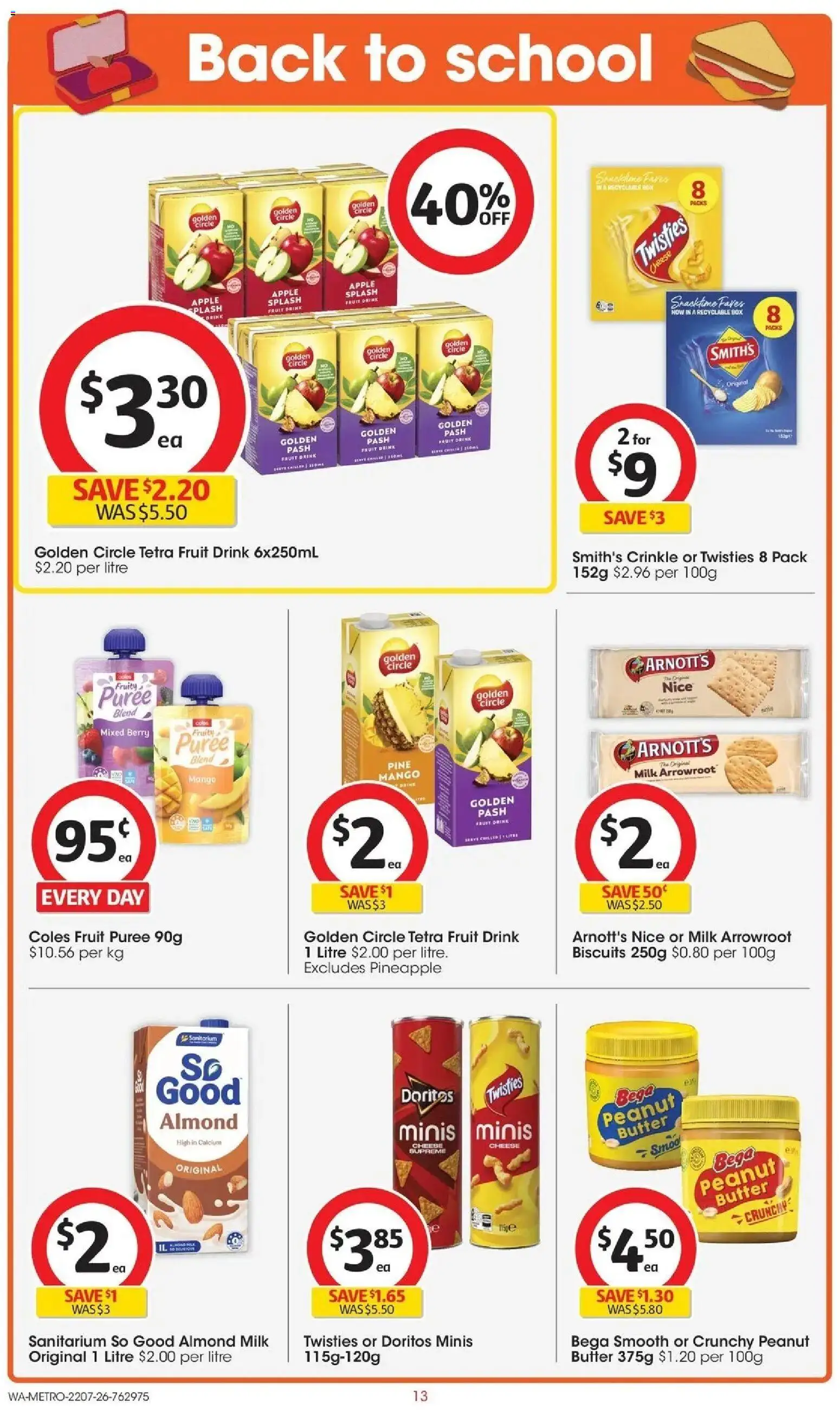 Coles catalogue - valid from 22/07/2026 | Page: 13 | Products: Box, Milk, Pineapple, Baby food