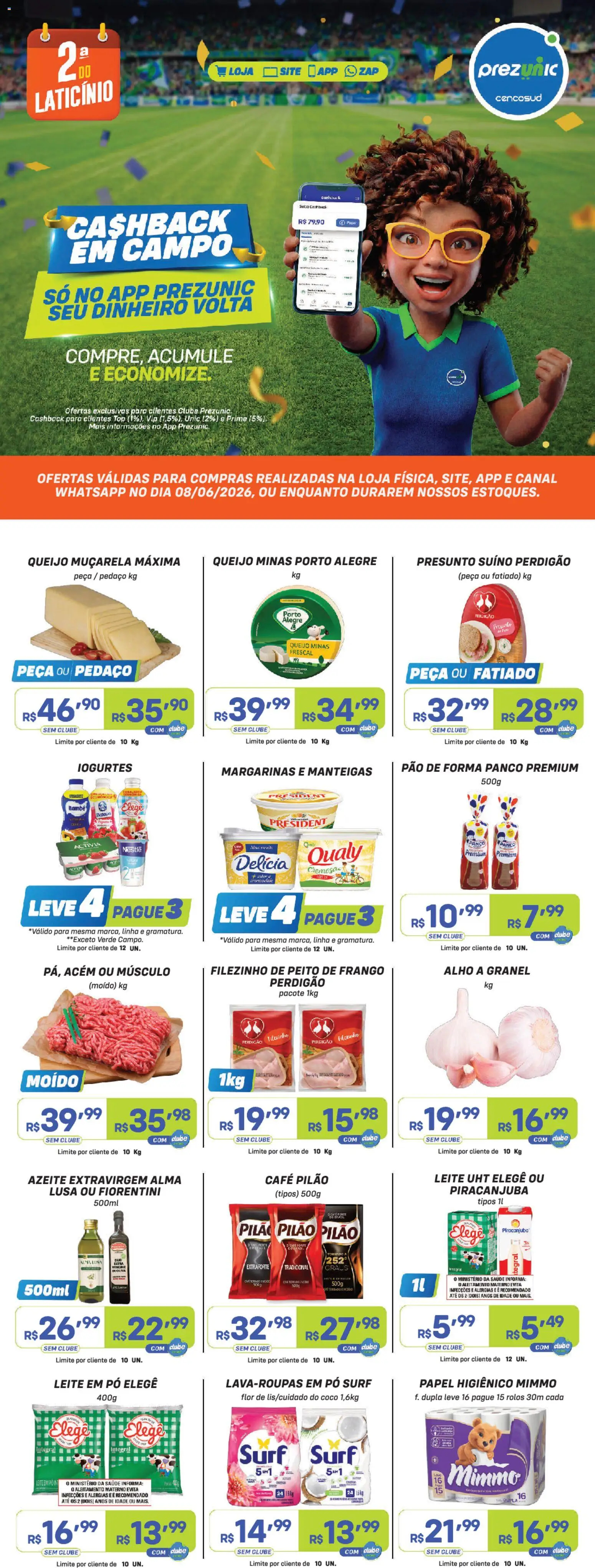Prezunic Folheto - válido de 08.06.2026 | Página: 1 | Produtos: Alho, Queijo, Café, Azeite