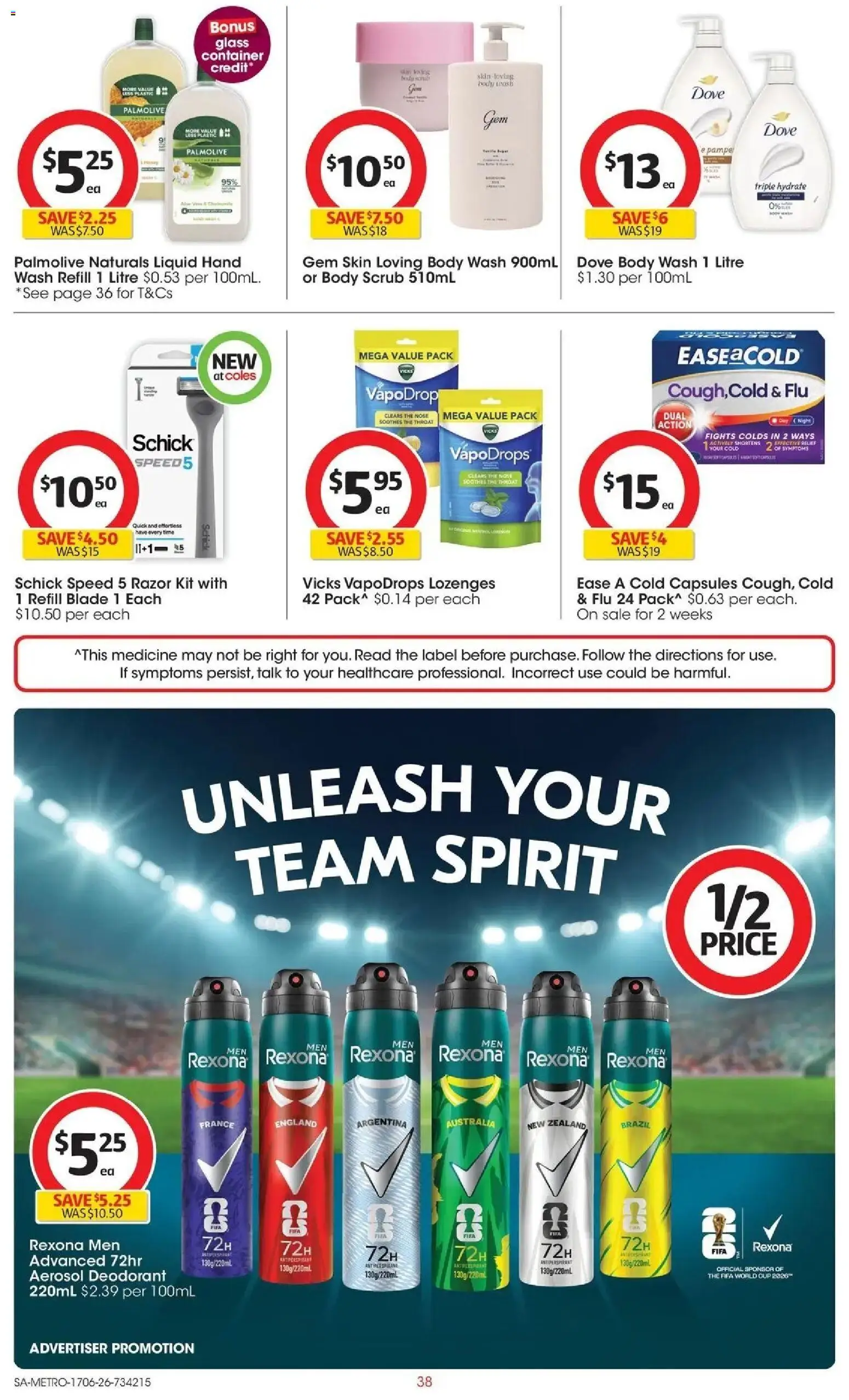 Coles catalogue - valid from 16.06.2026 | Page: 38 | Products: Gem, Deodorant, Razor, Body scrub