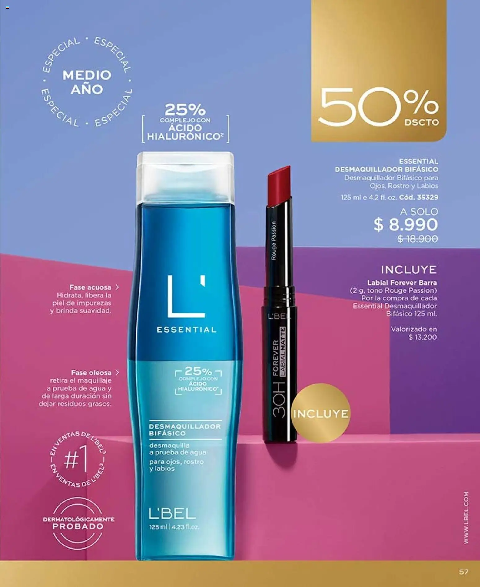 Catálogo L'Bel Campaña 11 │ válido desde el 15.06.2026 | Página: 57 | Productos: Agua, Maquillaje, Labial