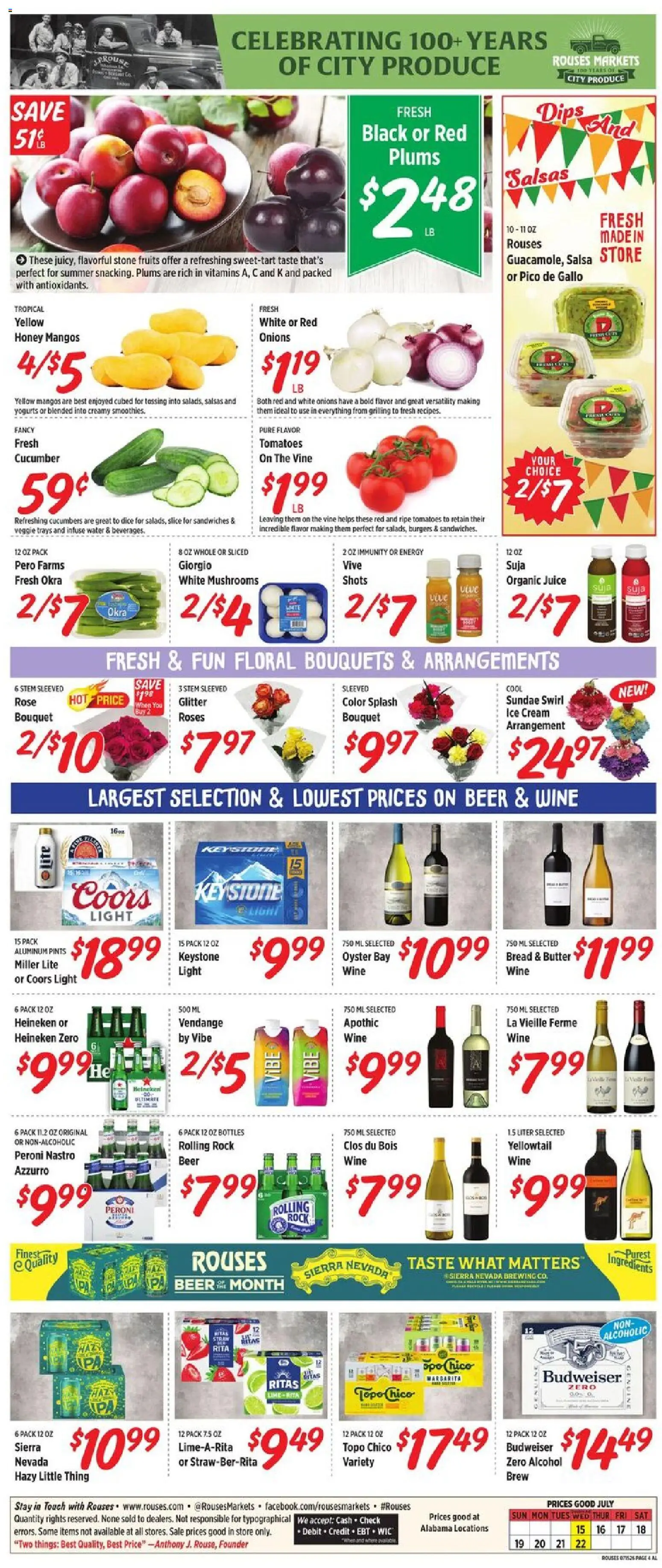 Rouses Weekly Ad - valid from 07/15/2026 | Page: 6 | Products: Butter, Wine, Water, Fruits