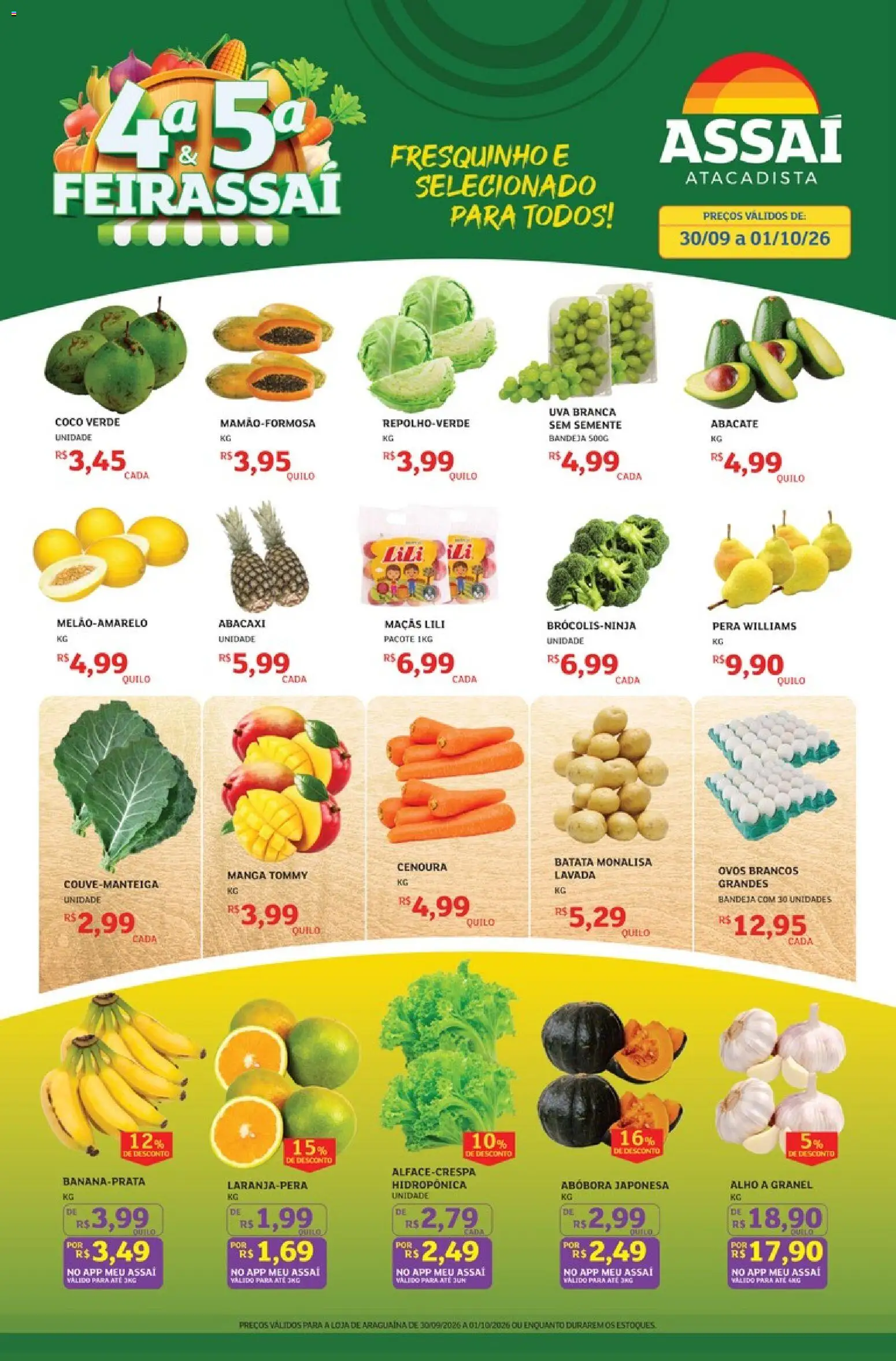 Assaí Atacadista Folheto - válido de 30/09/2026 | Página: 1 | Produtos: Alho, Ovos, Abacaxi, Cenoura
