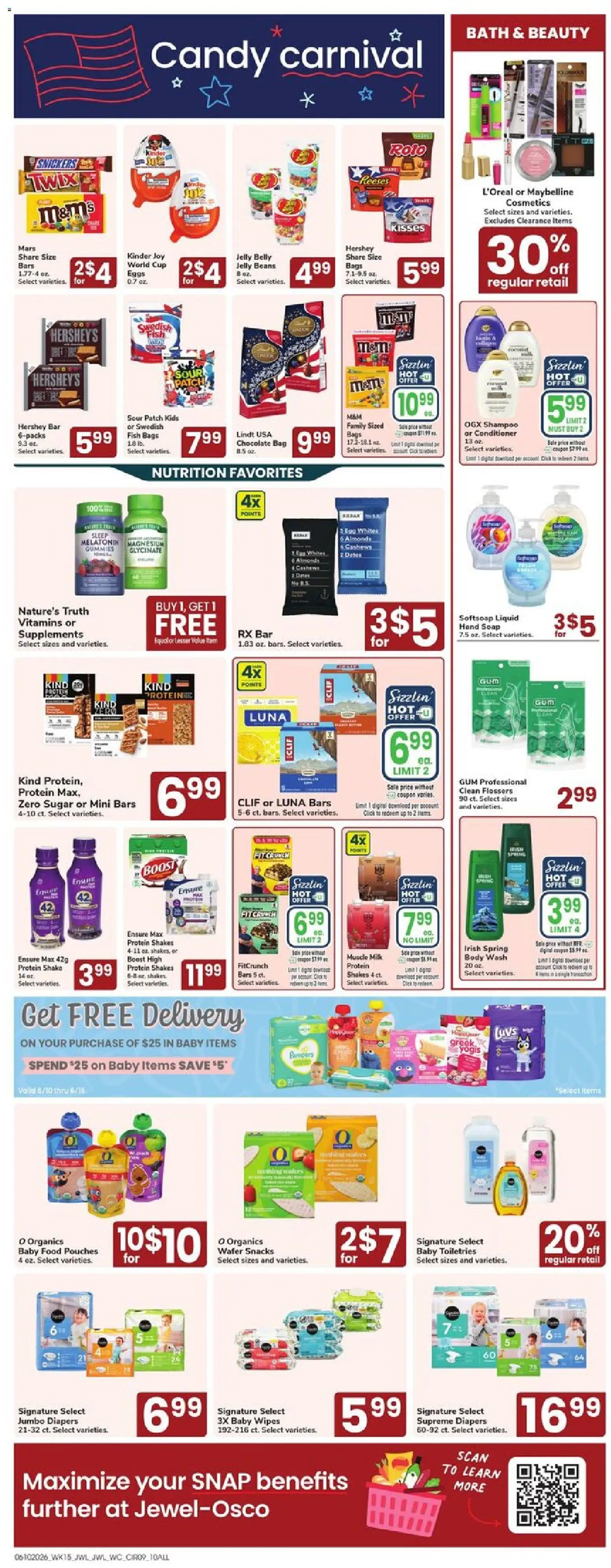 Jewel Osco Weekly Ad - IA - valid from 10.06.2026 | Page: 9 | Products: Conditioner, Baby food, Sugar, Bag