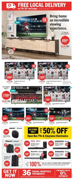 Preview of The Brick weekly flyer / circulaire from shop The Brick valid from Jun 22, 2026 | Page: 19 | Products: Watch, Tv, Speaker, Box