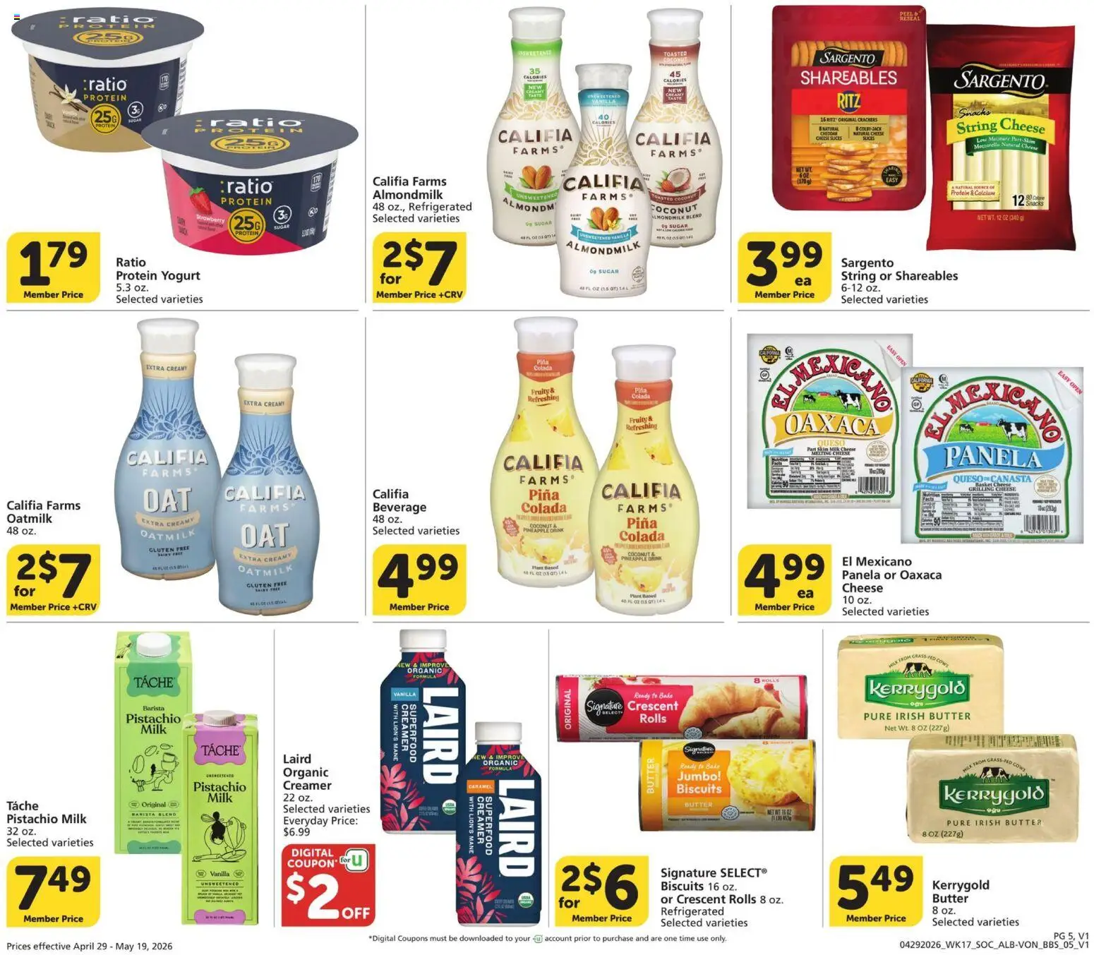 Vons Big Book of Savings - valid from 29.04.2026 | Page: 5 | Products: Milk, Butter, Cheese, Pineapple