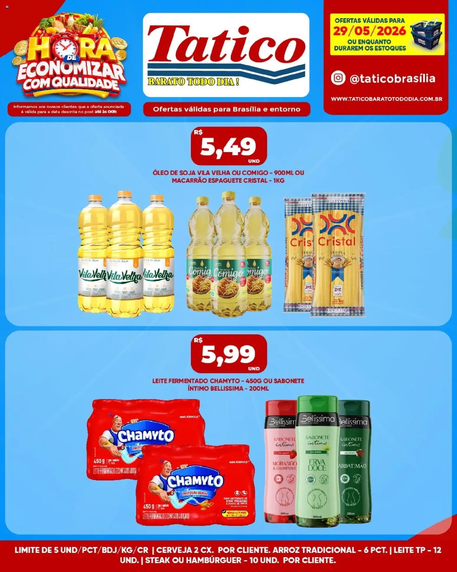 Tatico Folheto - válido de 29.05.2026 | Página: 4 | Produtos: Óleo, Macarrão, Hambúrguer, Sabonete