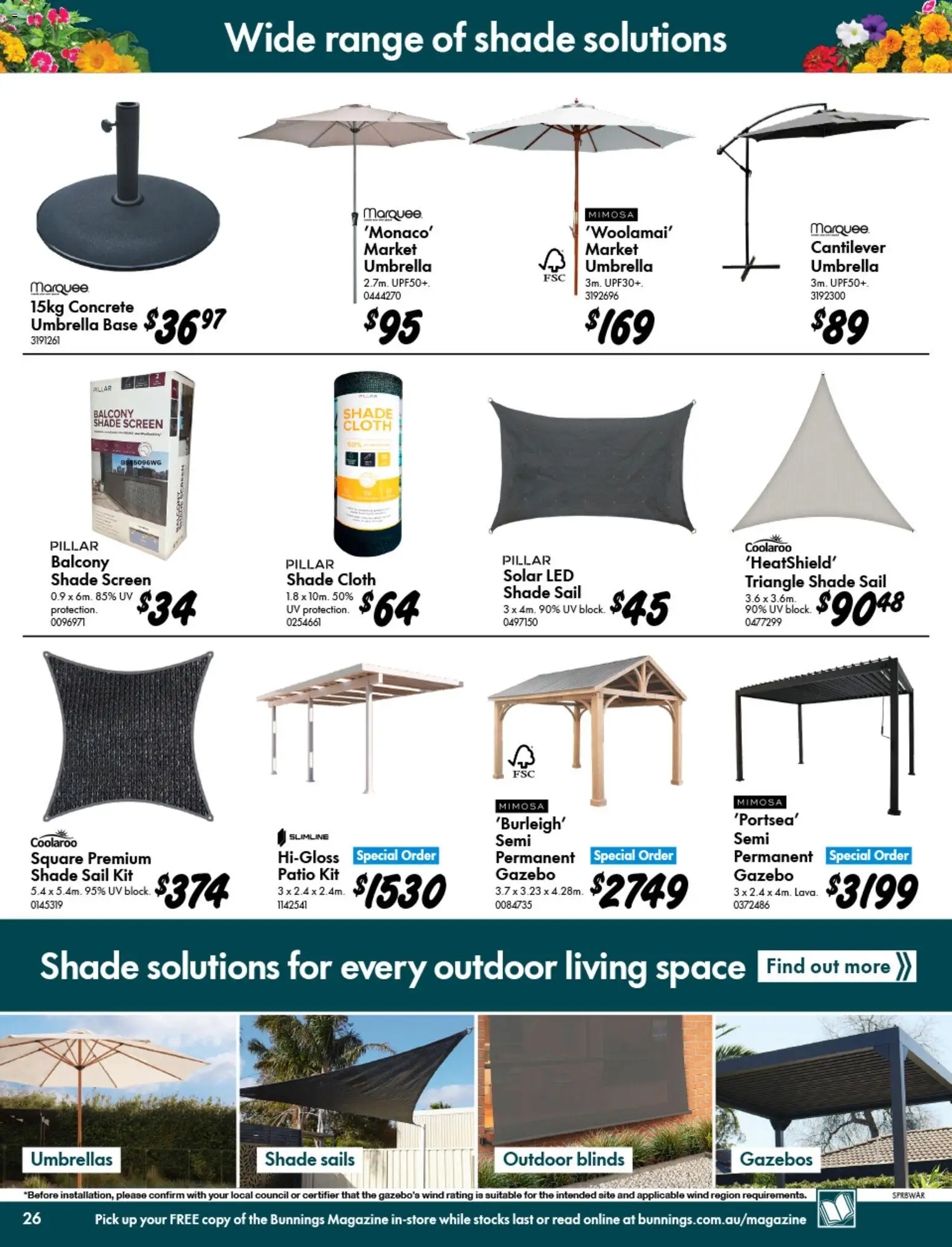 Bunnings Warehouse catalogue - valid from 09/09/2026 | Page: 26 | Products: Blinds, Gazebo, Magazine, Umbrella