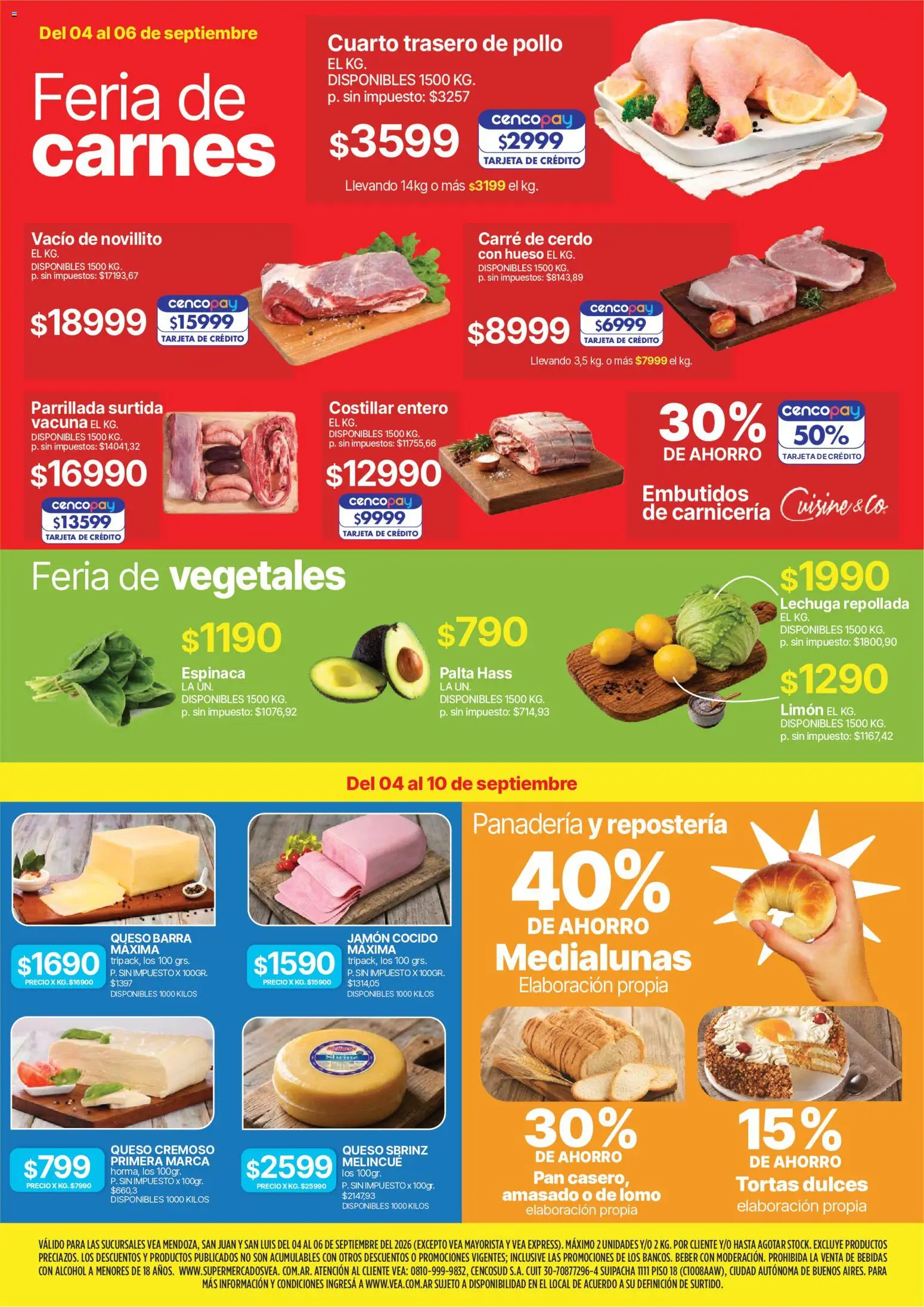 Vea - Fin de semana Destacados │ válido desde el 04/09/2026 | Página: 2 | Productos: Panadería, Pollo, Jamón, Alcohol
