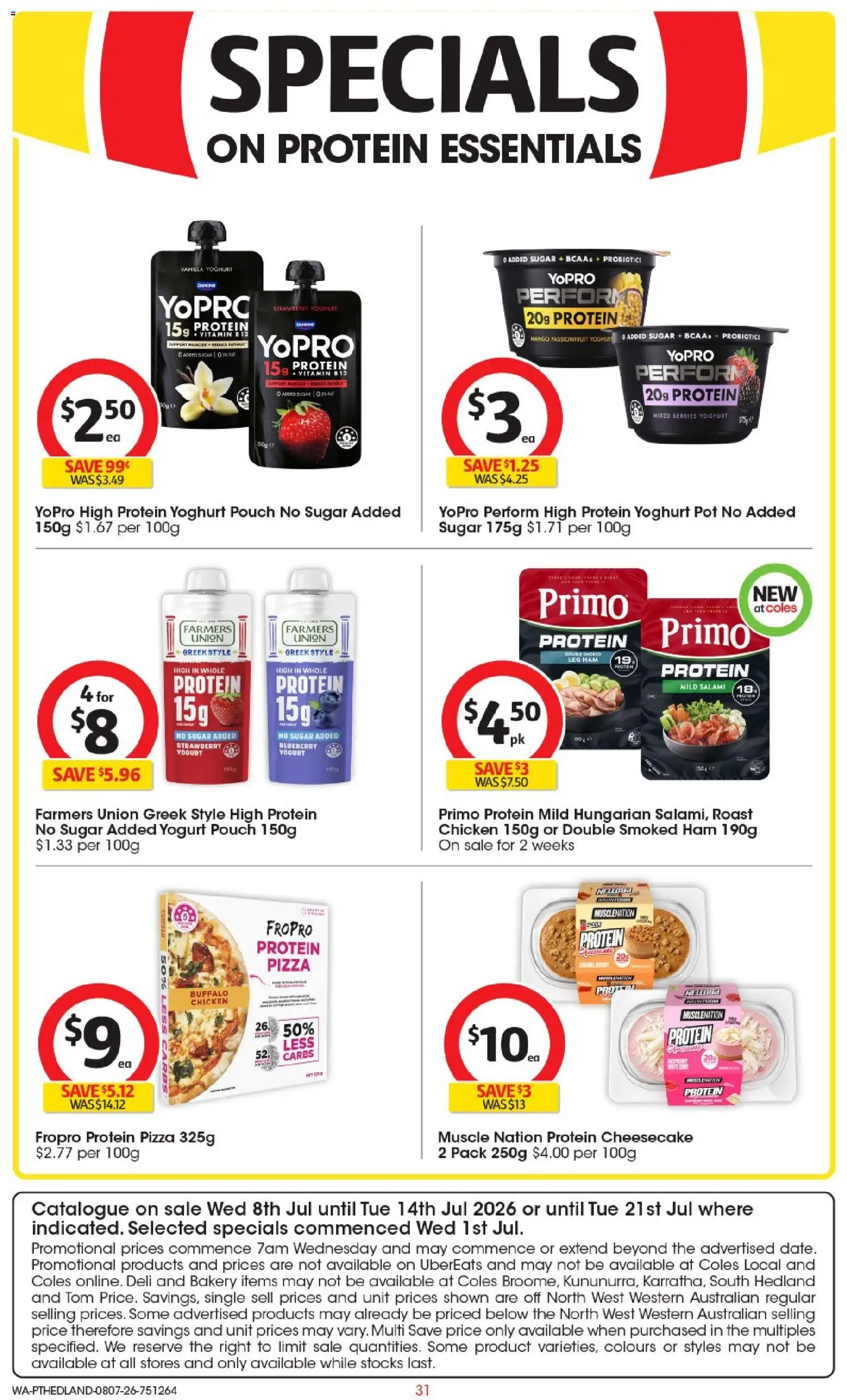 Coles catalogue - valid from 08/07/2026 | Page: 31 | Products: Yoghurt, Salami, Pizza, Sugar