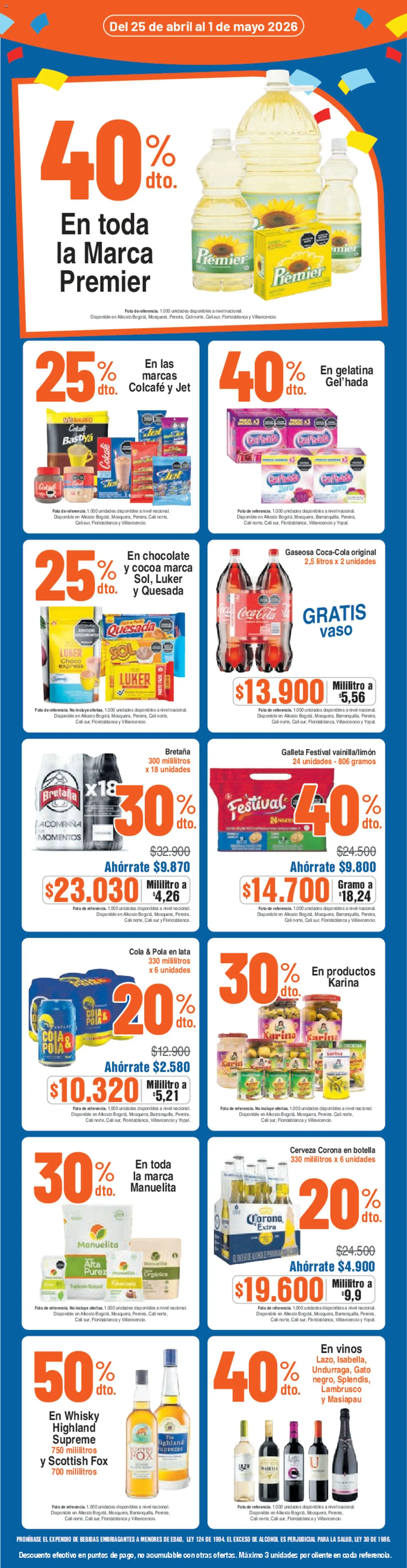 Alkosto revista - valida desde el 25.04.2026 | Página: 3 | Productos: Gelatina, Botella, Chocolate, Cerveza