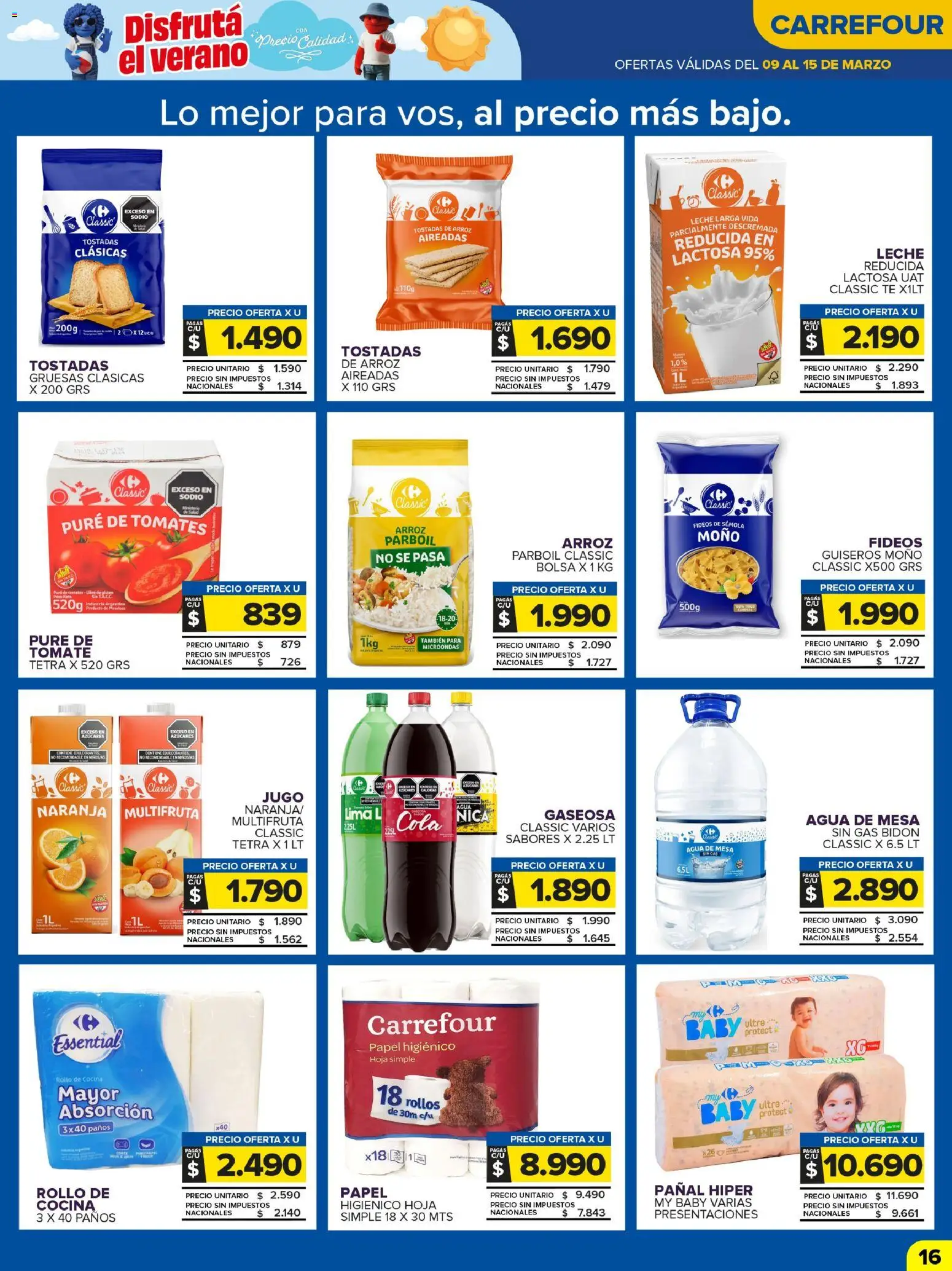 Carrefour Maxi catálogo │ válido desde el 09.03.2026 | Página: 16 | Productos: Papel higiénico, Bidón, Jugo, Arroz
