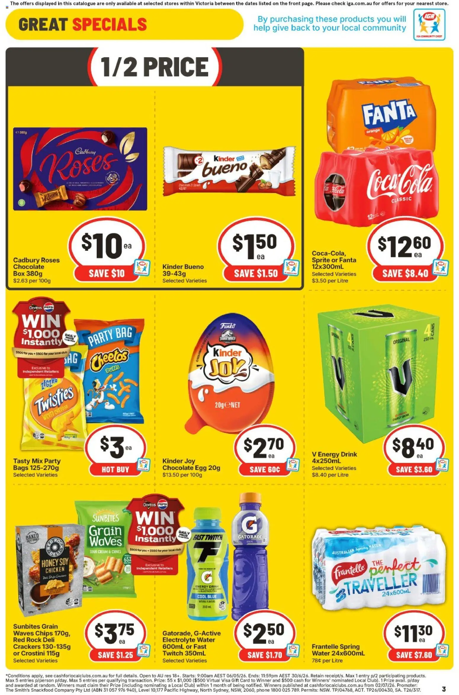 IGA catalogue - valid from 10.06.2026 | Page: 4 | Products: Crackers, Energy drink, Chocolate, Phone