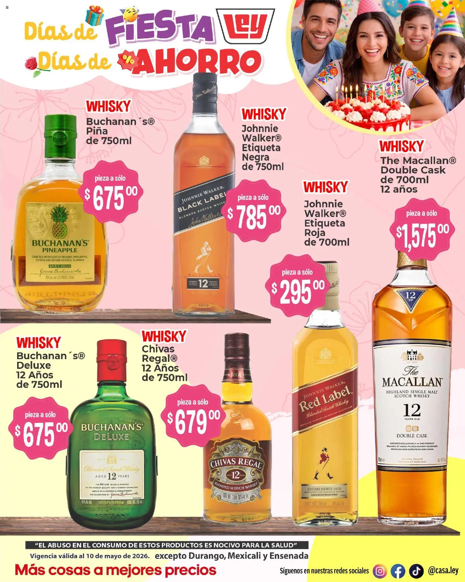 Nuevas ofertas de Casa Ley válidas en toda la República Mexicana desde el 01.05.2026. ¡Encuentra las mejores ofertas en Casa Ley folleto Suplemento del Día de la Madre! | Página: 27 | Productos: Piña, Whisky