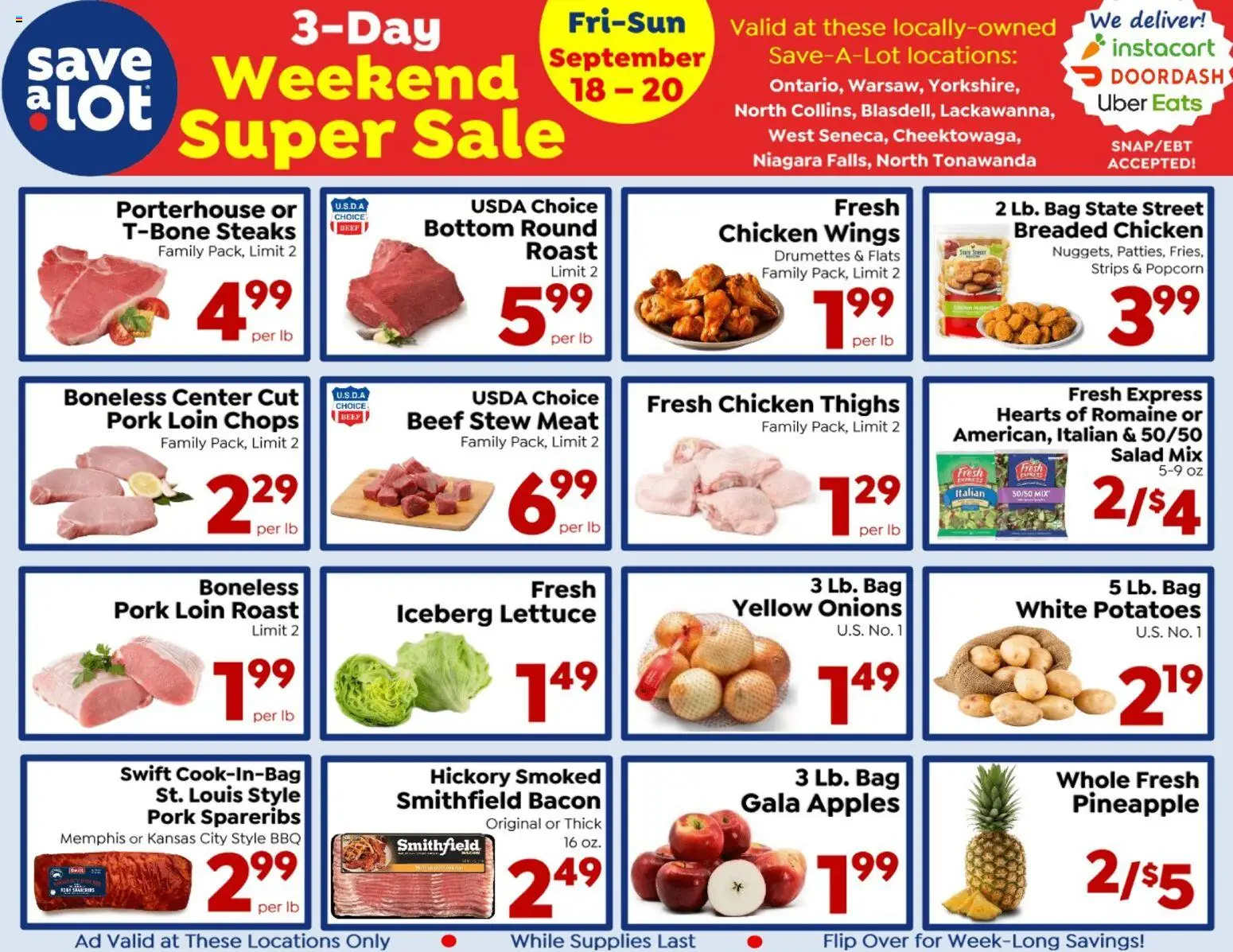 Save a Lot Special Promotion - valid from 09/18/2026 | Page: 1 | Products: Pork loin, Popcorn, Apples, Beef