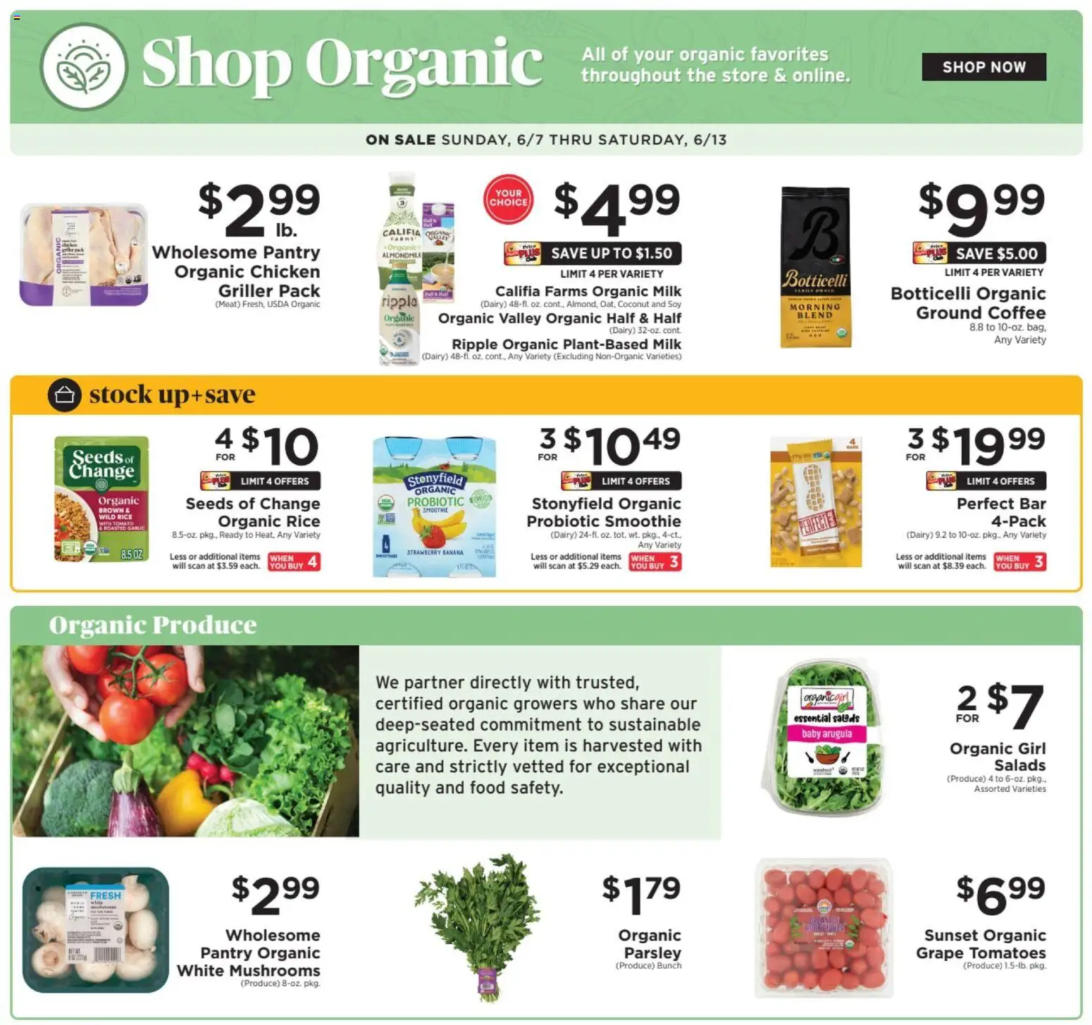 ShopRite Weekly Ad - valid from 07.06.2026 | Page: 12 | Products: Mushrooms, Milk, Coffee, Rice
