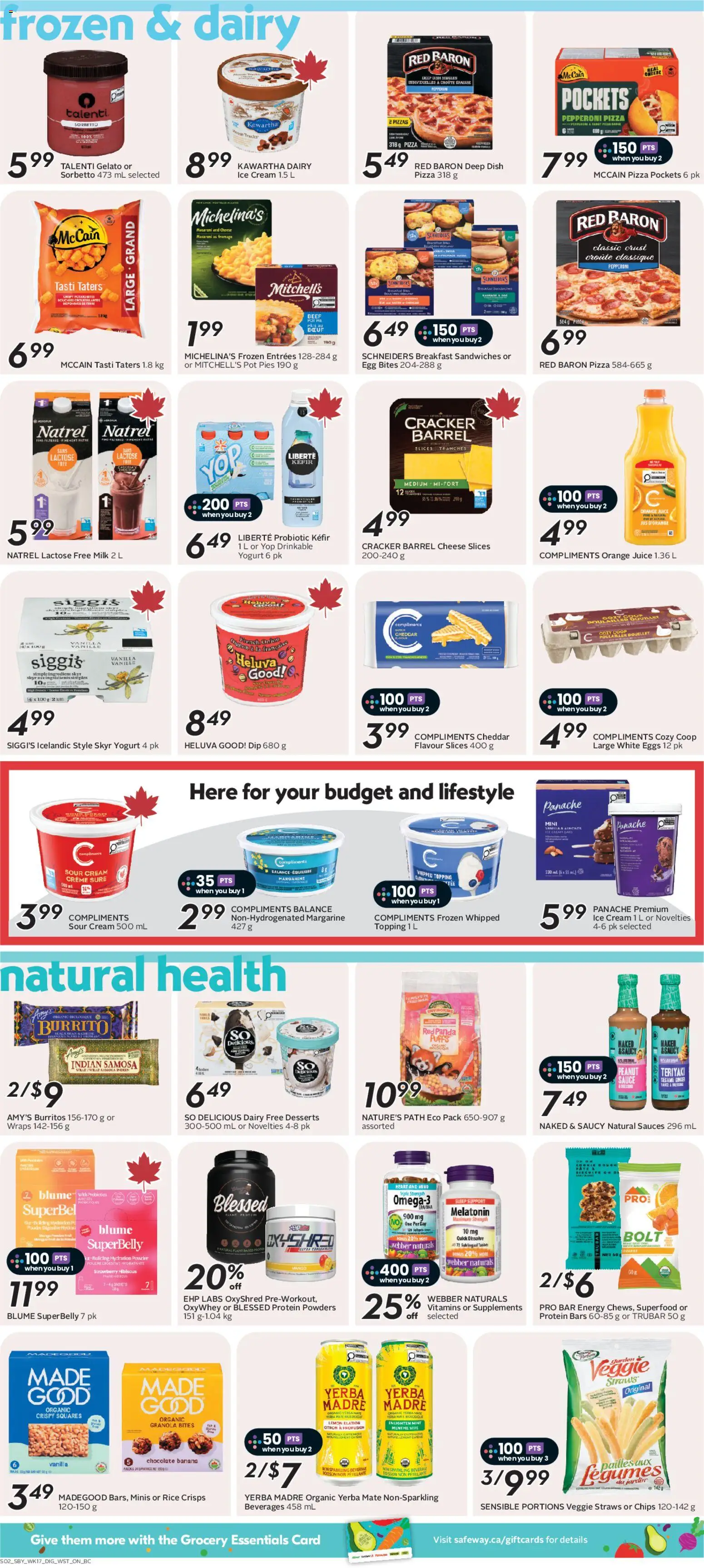 Safeway flyer valid from Aug 20, 2026 | Page: 10 | Products: Skyr, Vanilla, Onion, Pizza