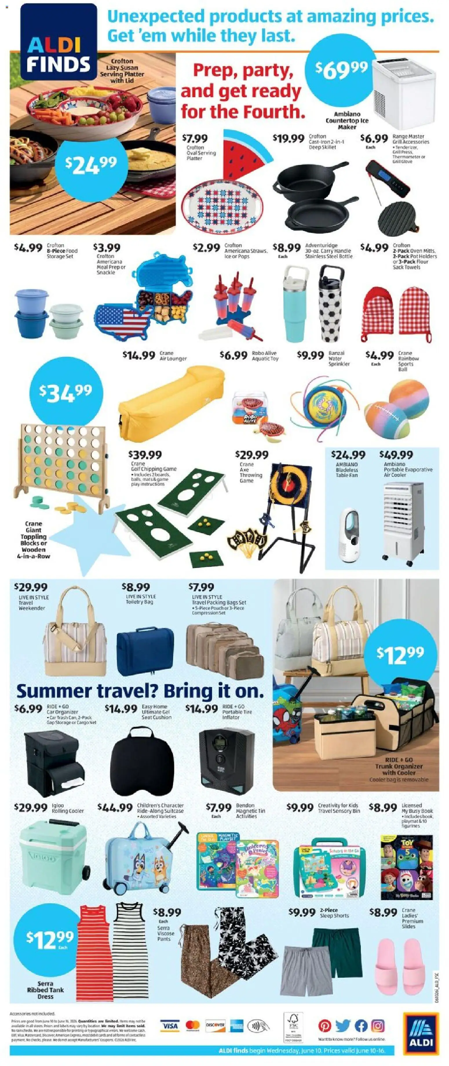 Aldi Weekly Ad - valid from 10.06.2026 | Page: 2 | Products: Table, Pants, Bag, Thermometer