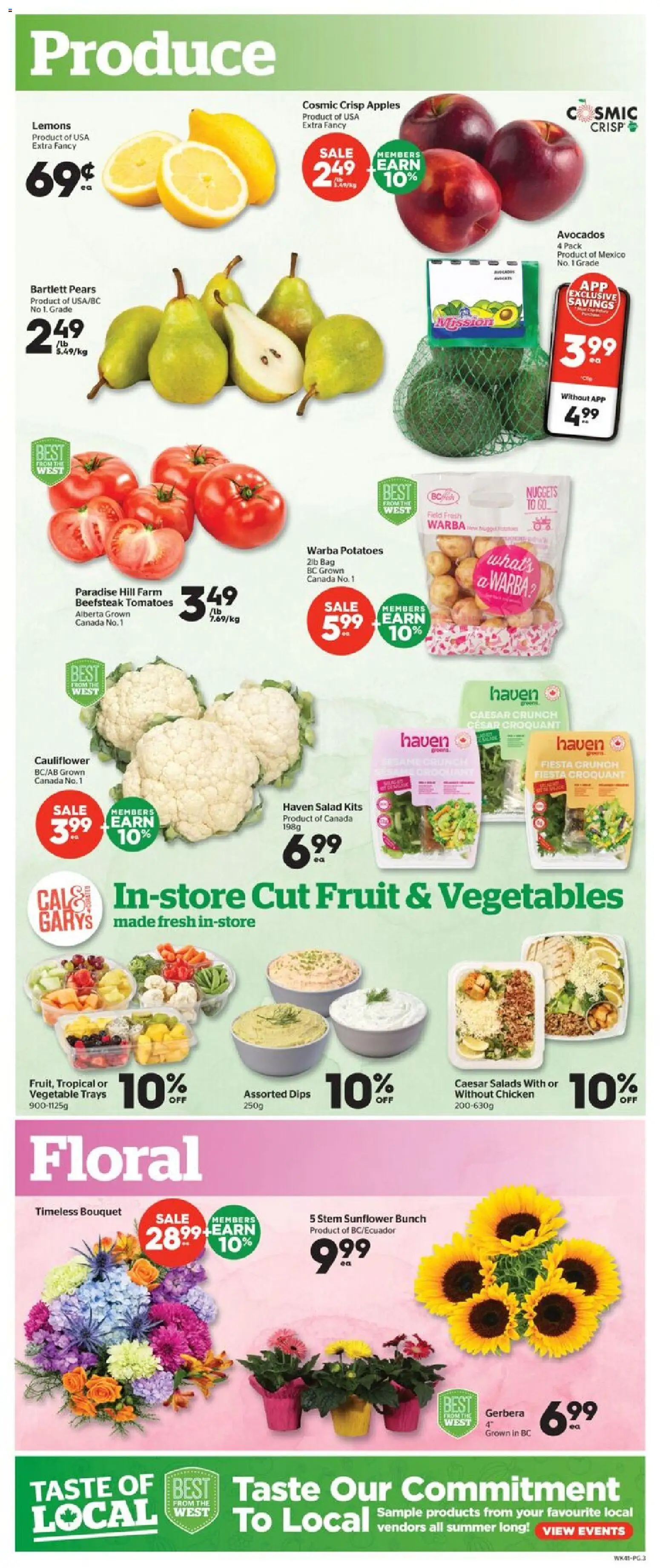 Calgary Co-op flyer valid from Aug 13, 2026 | Page: 3 | Products: Lemons, Fruit, Chicken, Tomatoes