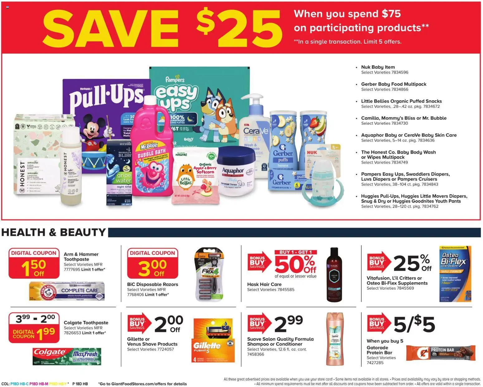 Giant Weekly Ad - valid from 07/31/2026 | Page: 18 | Products: Diapers, Conditioner, Protein, Pants