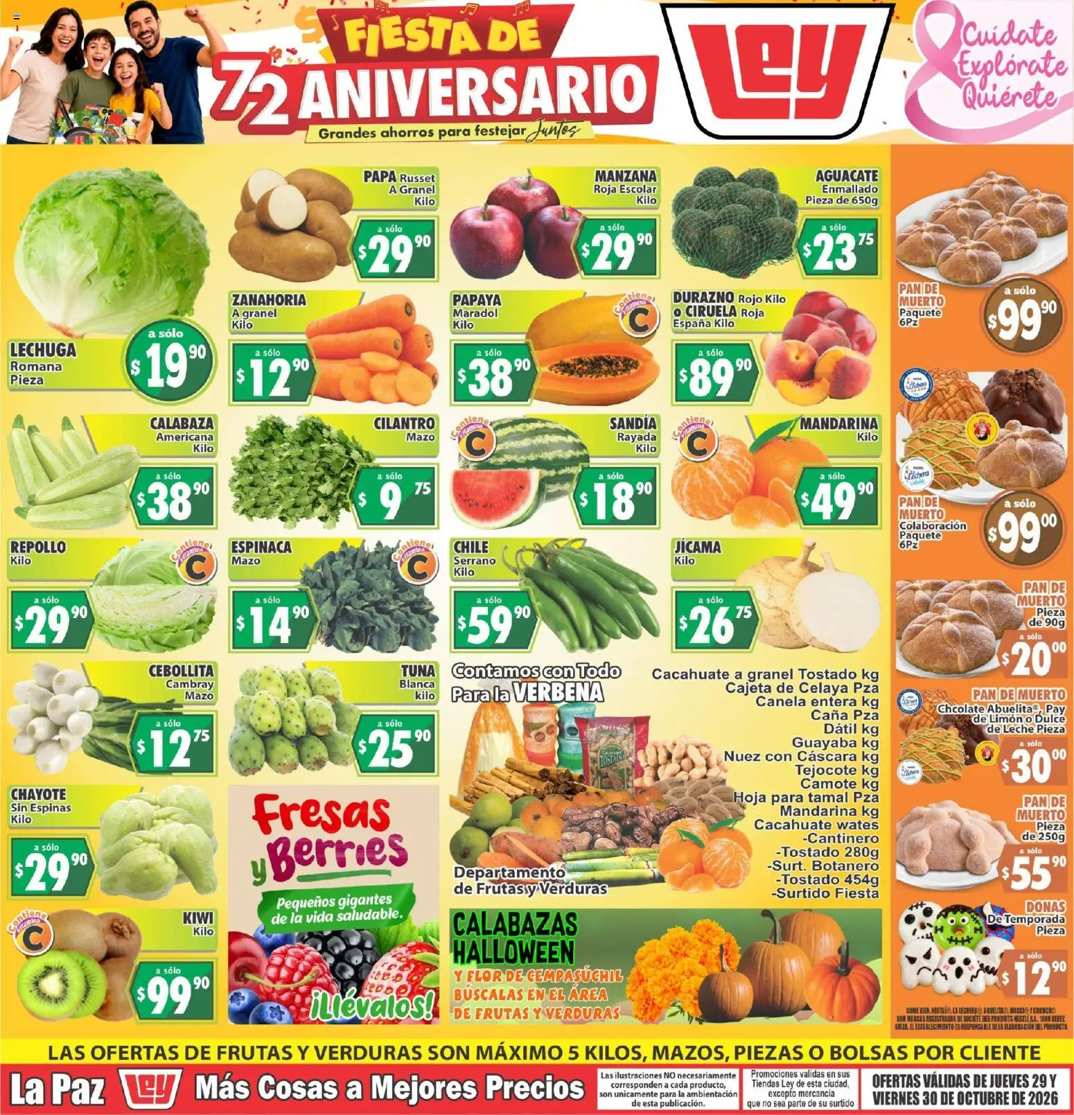 Nuevas ofertas de Casa Ley válidas en toda la República Mexicana desde el 29/10/2026. ¡Encuentra las mejores ofertas en Casa Ley folleto Las ofertas de frutas y verdunas! | Página: 1