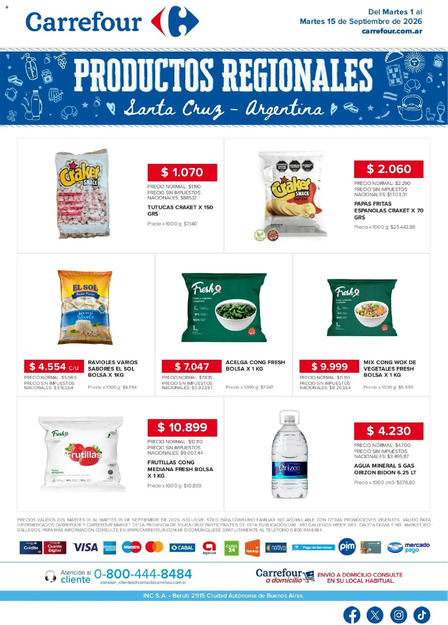 Carrefour - Regionales | Santa Cruz │ válido desde el 01/09/2026 | Página: 1 | Productos: Teléfono, Acelga, Ricota, Agua mineral