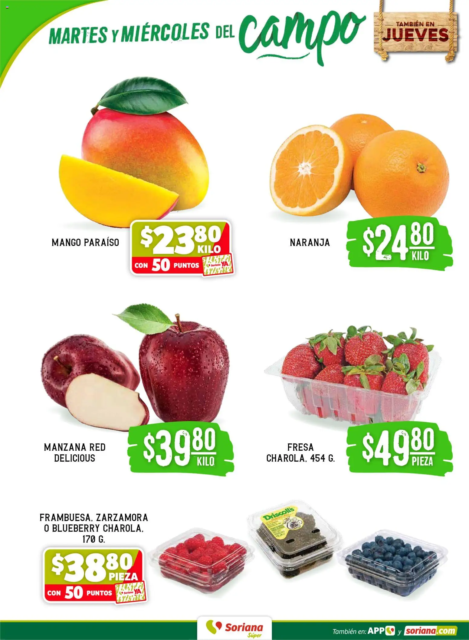 Nuevas ofertas de Soriana válidas en toda la República Mexicana desde el 05.05.2026. ¡Encuentra las mejores ofertas en Soriana Martes y Miércoles del Campo Súper: Tijuana, Mexicali, Ensenada, San Luis Río Colorado y Tecate! | Página: 2 | Productos: Fresa, Manzana, Mango