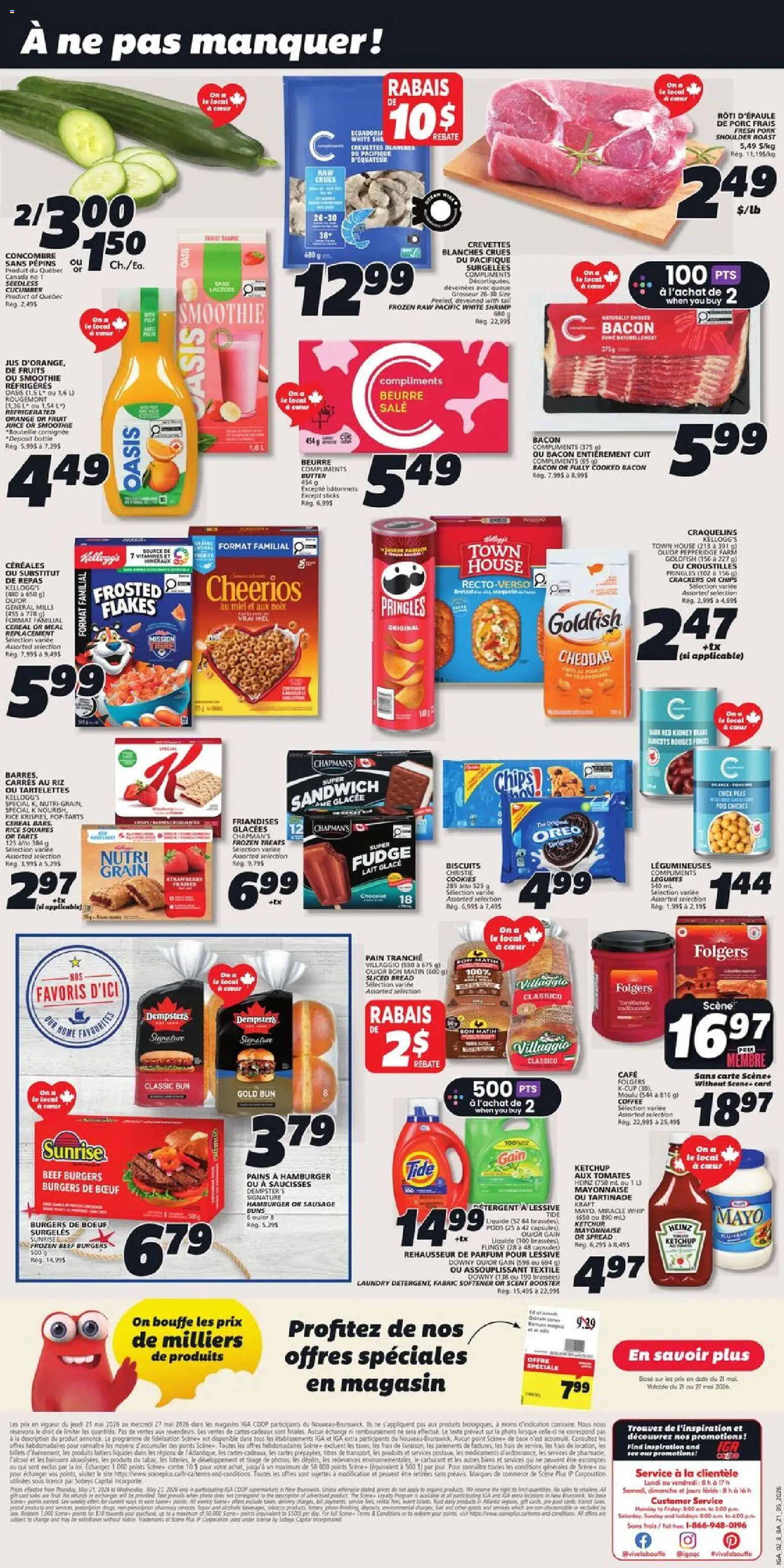 IGA flyer valid from 21.05.2026 | Page: 2 | Products: Rice, Fabric softener, Detergent, Bread