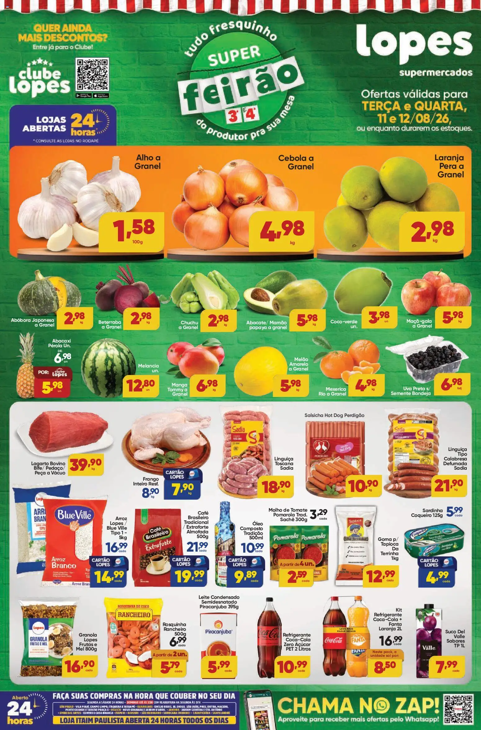 Lopes Supermercados Folheto - válido de 11/08/2026 | Página: 1 | Produtos: Coco, Pera, Linguiça, Leite