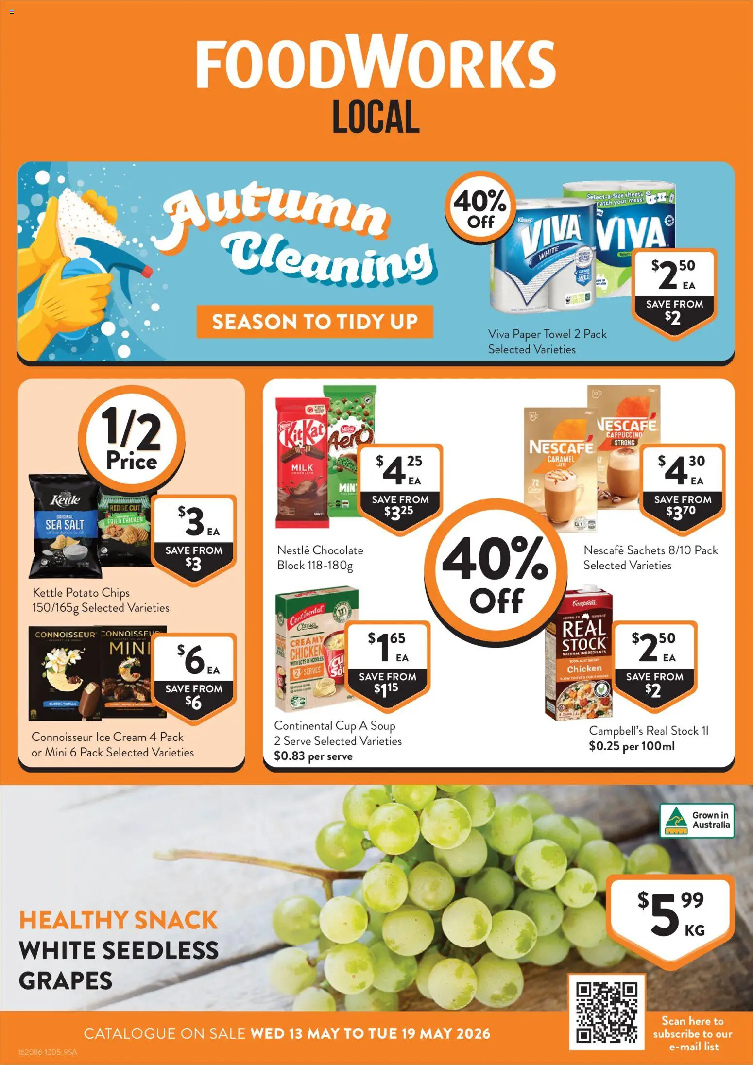 Foodworks catalogue - valid from 13.05.2026 | Page: 1 | Products: Chips, Ice cream, Soup, Nescafe