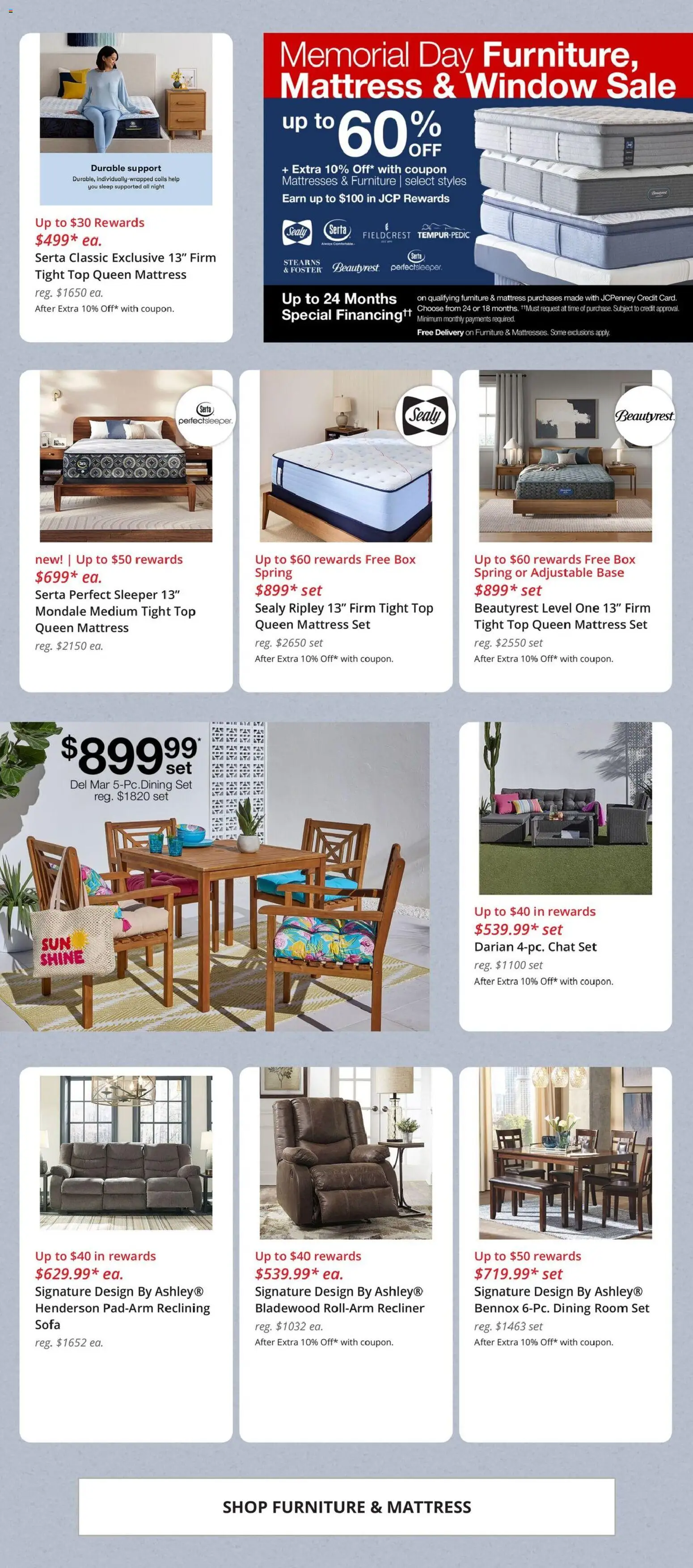 JCPenney Weekly Ad - valid from 20.05.2026 | Page: 4 | Products: Mattress, Sofa, Box, Adjustable Base