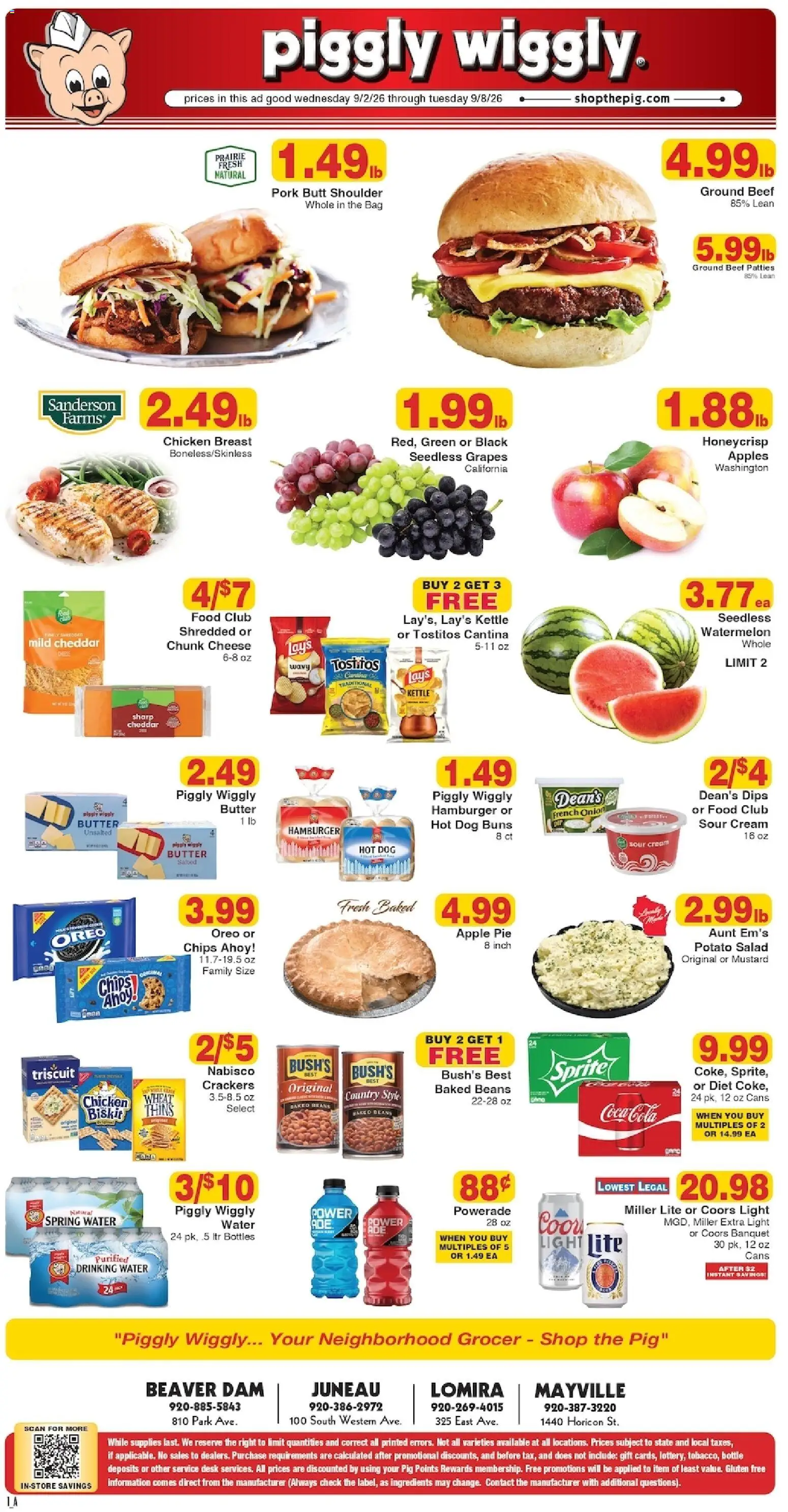 Piggly Wiggly Weekly Ad - valid from 09/02/2026 | Page: 2 | Products: Pork butt, Butter, Beef, Sprite
