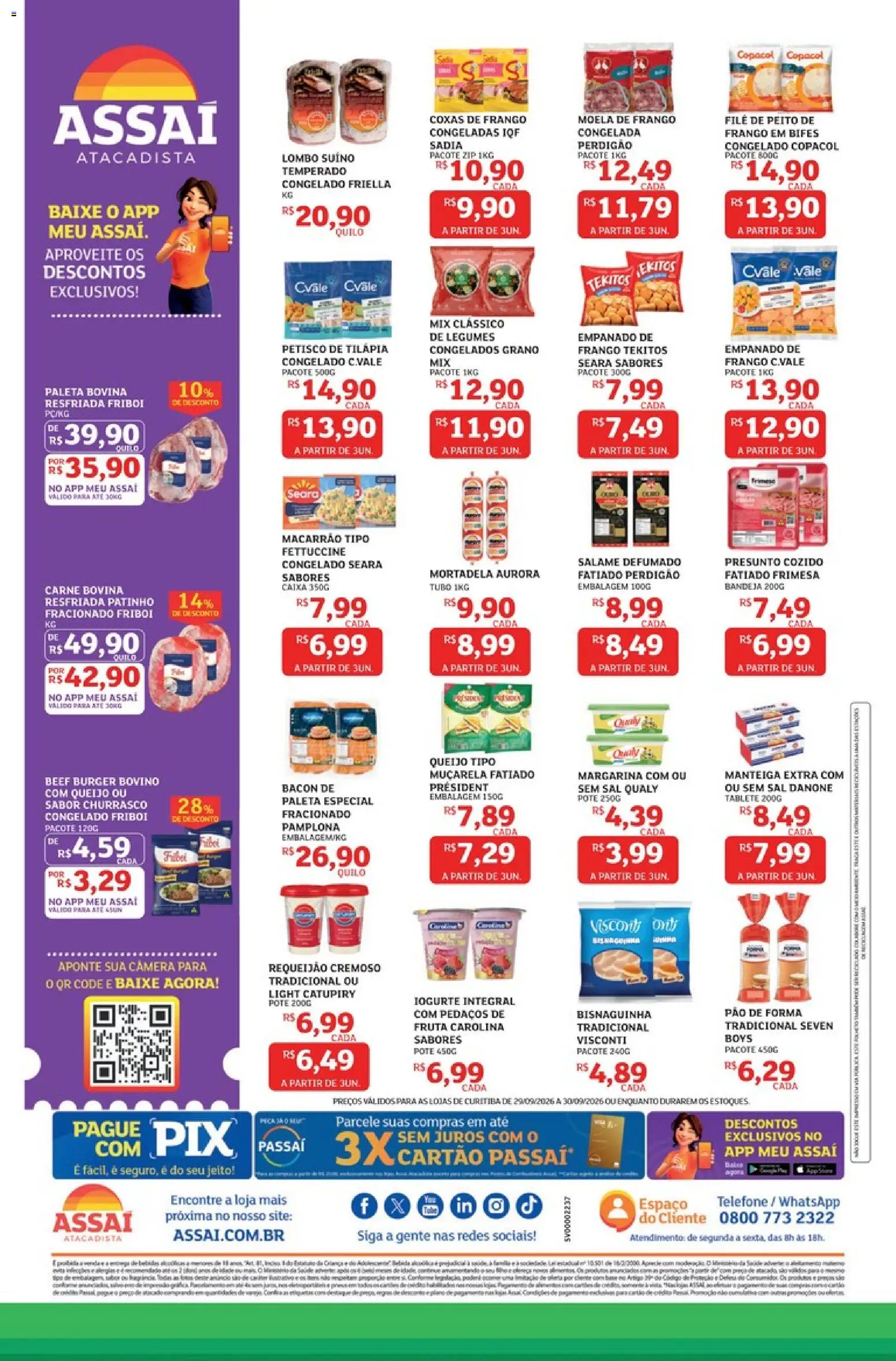 Assaí Atacadista Folheto - válido de 29/09/2026 | Página: 2 | Produtos: Caixa, Iogurte, Presunto, Macarrão