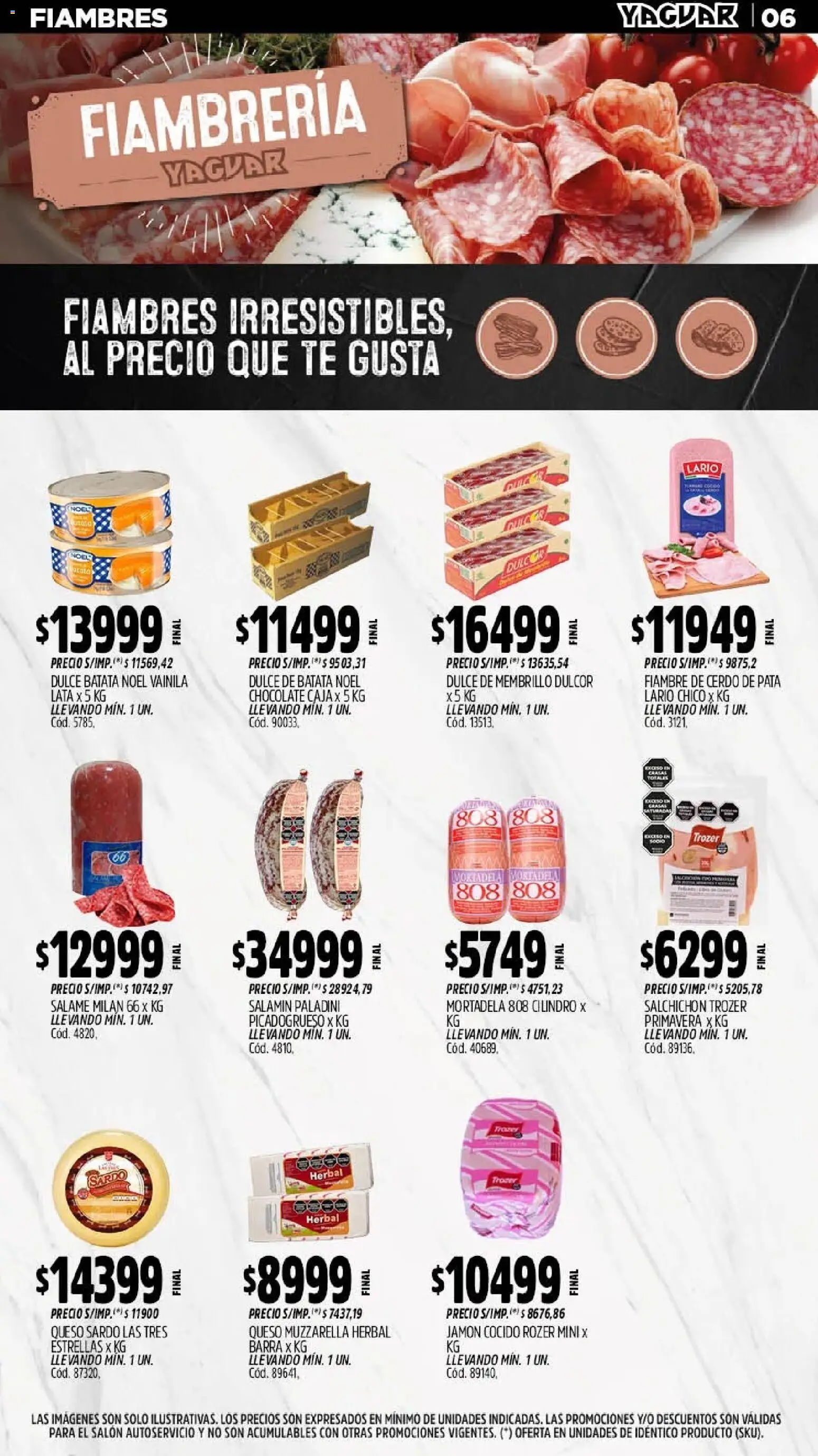 Yaguar - Oferta Semanal Córdoba │ válido desde el 11.05.2026 | Página: 6 | Productos: Batata, Queso, Jamón, Salame