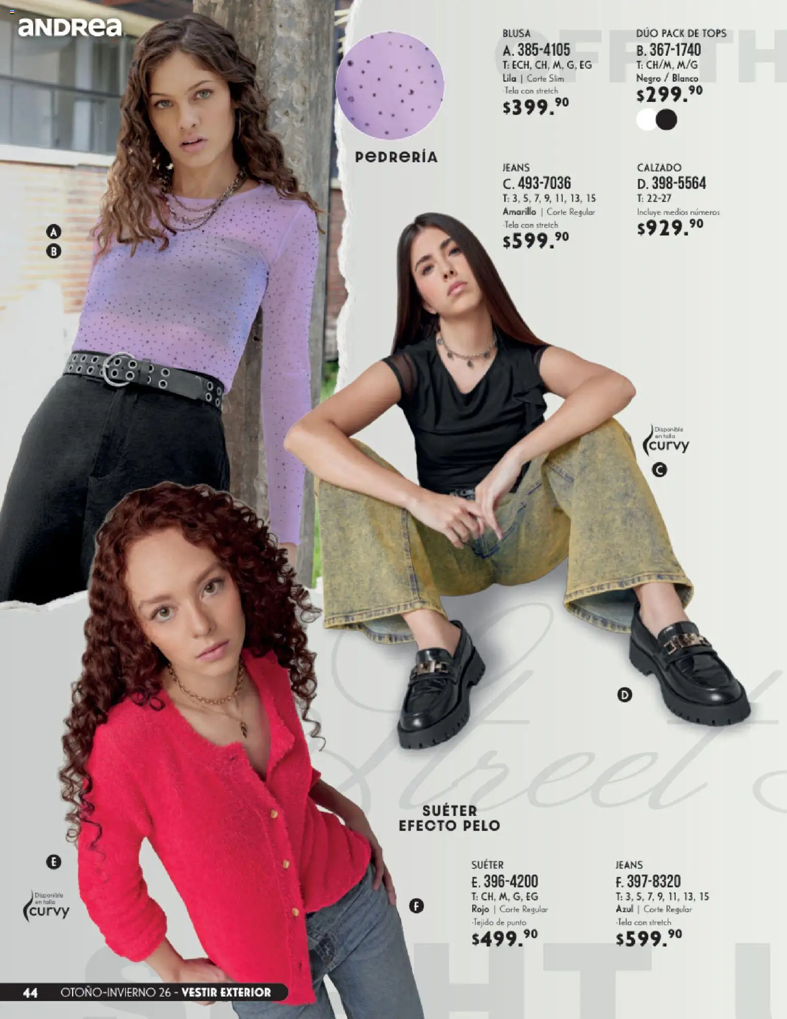 Nuevas ofertas de Andrea válidas en toda la República Mexicana desde el 23/08/2026. ¡Encuentra las mejores ofertas en Andrea catálogo Vestir! | Página: 44 | Productos: Blusa, Suéter