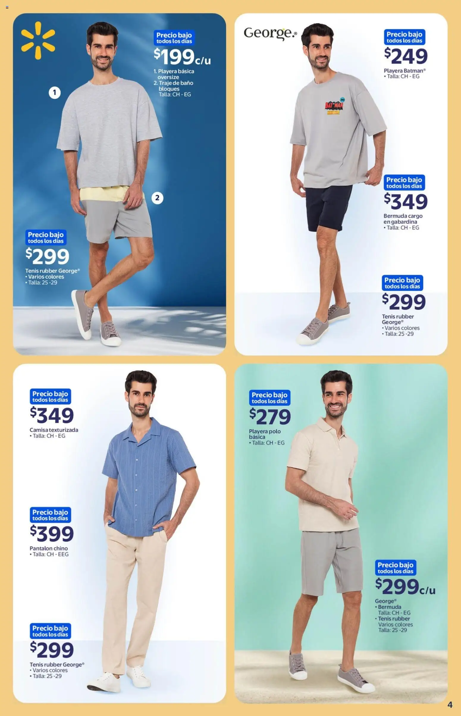 Nuevas ofertas de Walmart válidas en toda la República Mexicana desde el 04.06.2026. ¡Encuentra las mejores ofertas en Walmart folleto Colección Verano 2026! | Página: 4 | Productos: Traje, Camisa, Playera, Baño