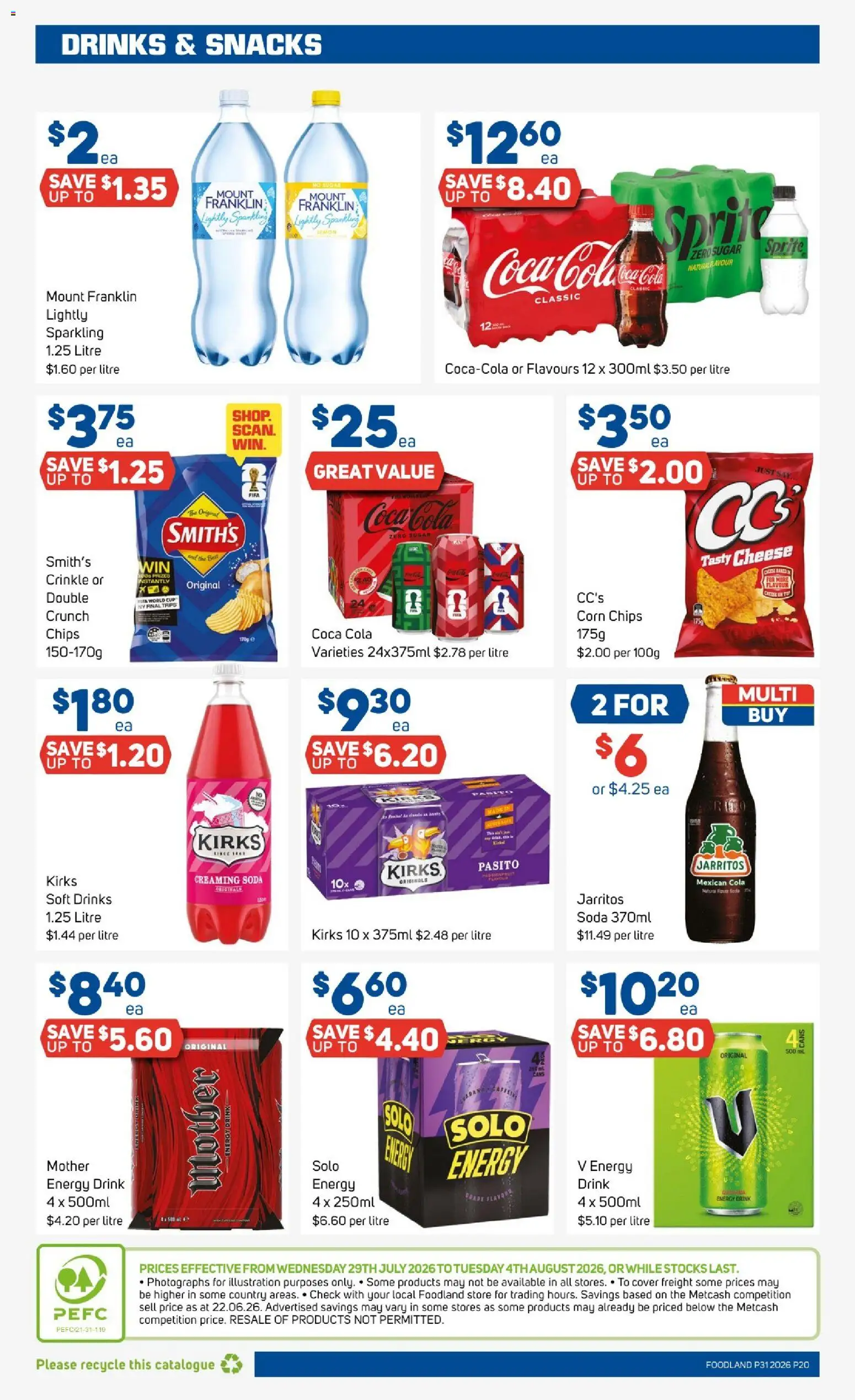 Foodland catalogue - valid from 29/07/2026 | Page: 20 | Products: Cheese, Chips, Sugar, Lemon
