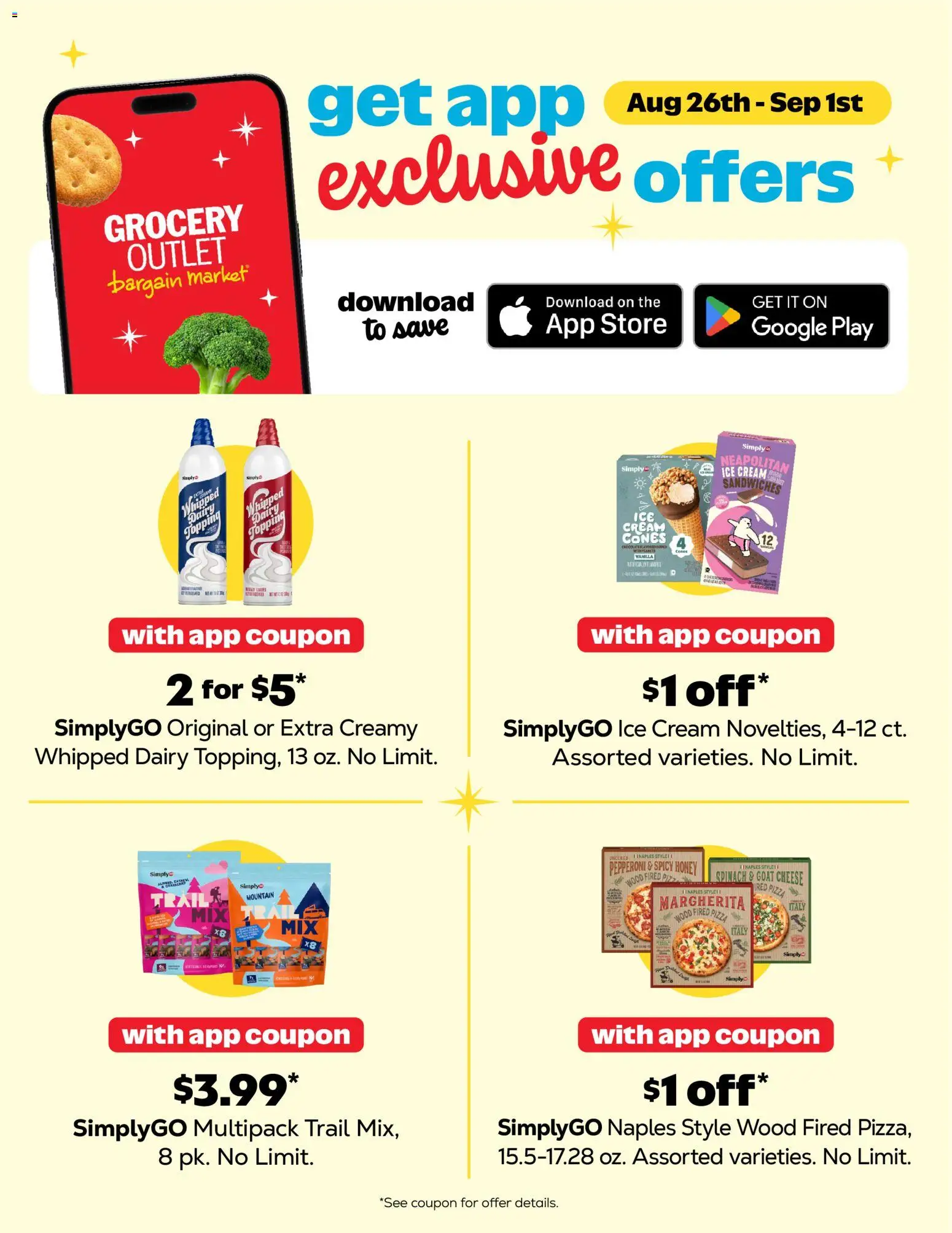 Grocery Outlet Weekly Ad - valid from 08/26/2026 | Page: 5 | Products: Honey, Pizza, Cream, Ice cream