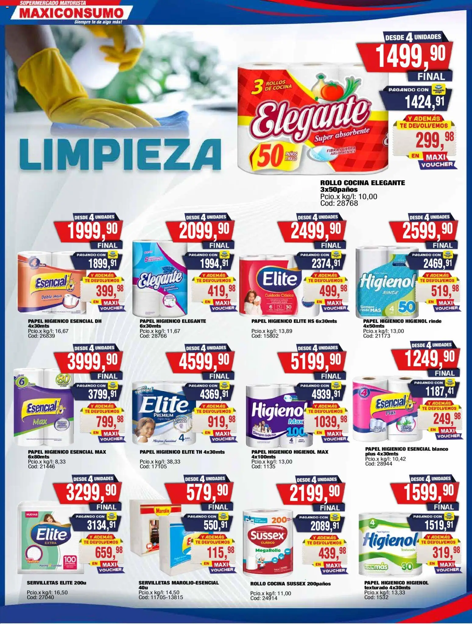 Maxiconsumo - Ofertas │ válido desde el 28/09/2026 | Página: 23 | Productos: Papel higiénico, Cocina, Servilletas, Rollos de cocina