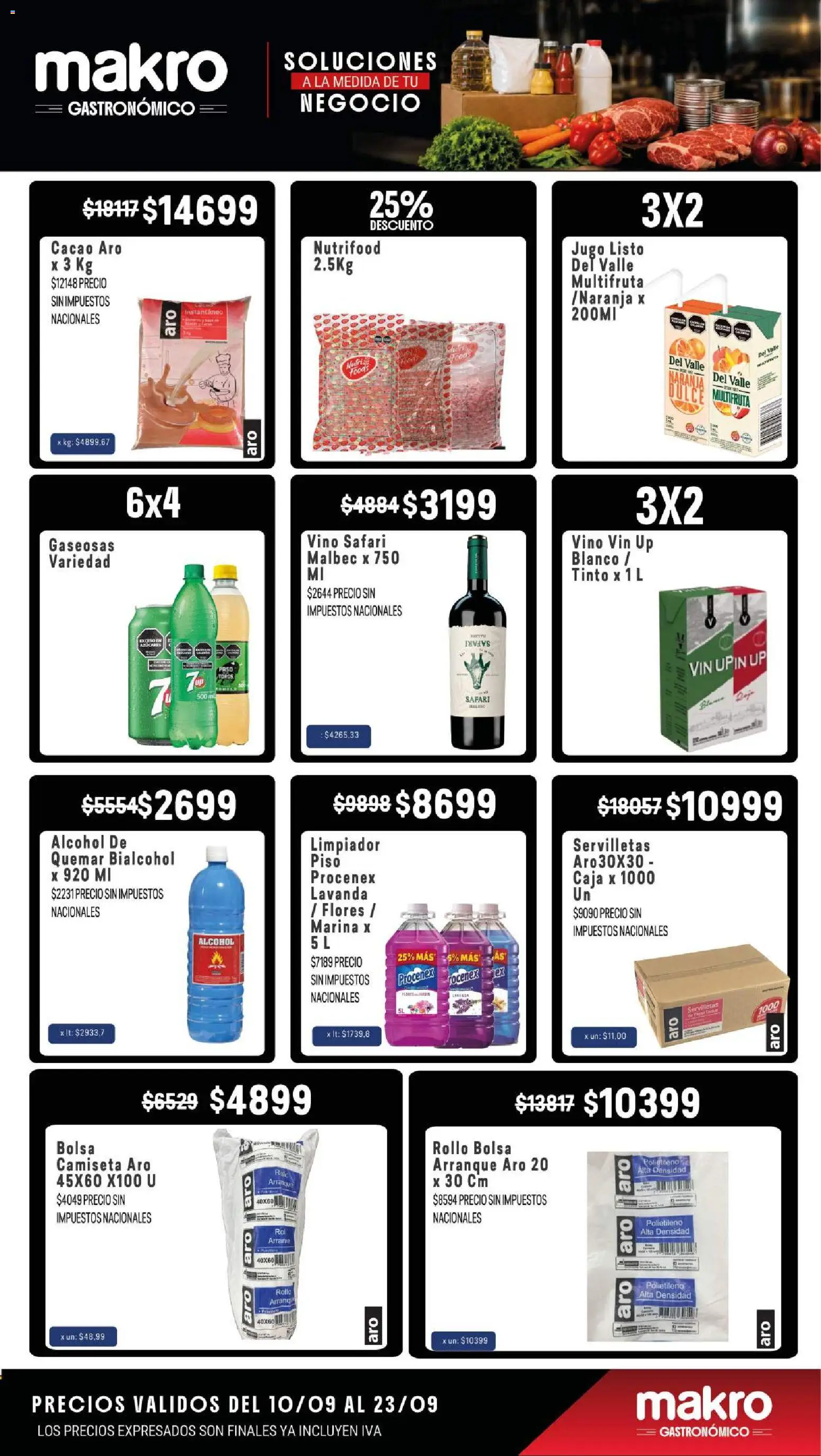 Makro - Ofertas Gastronómicas │ válido desde el 10/09/2026 | Página: 6 | Productos: Bolsa, Flores, Jugo, Vino