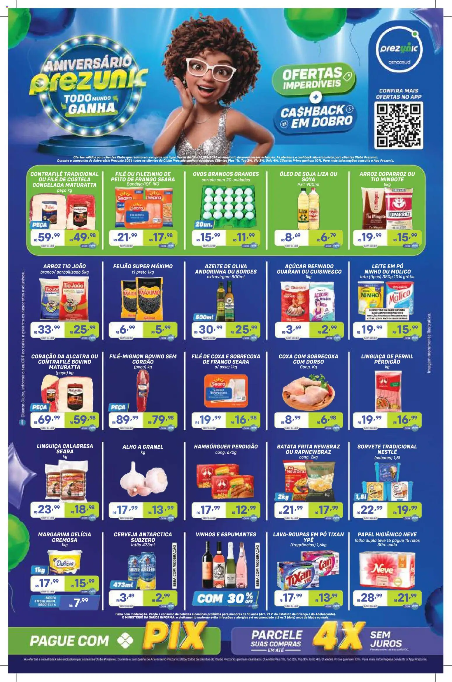 Prezunic Folheto - válido de 04.05.2026 | Página: 1 | Produtos: Alcatra, Óleo, Arroz, Frango