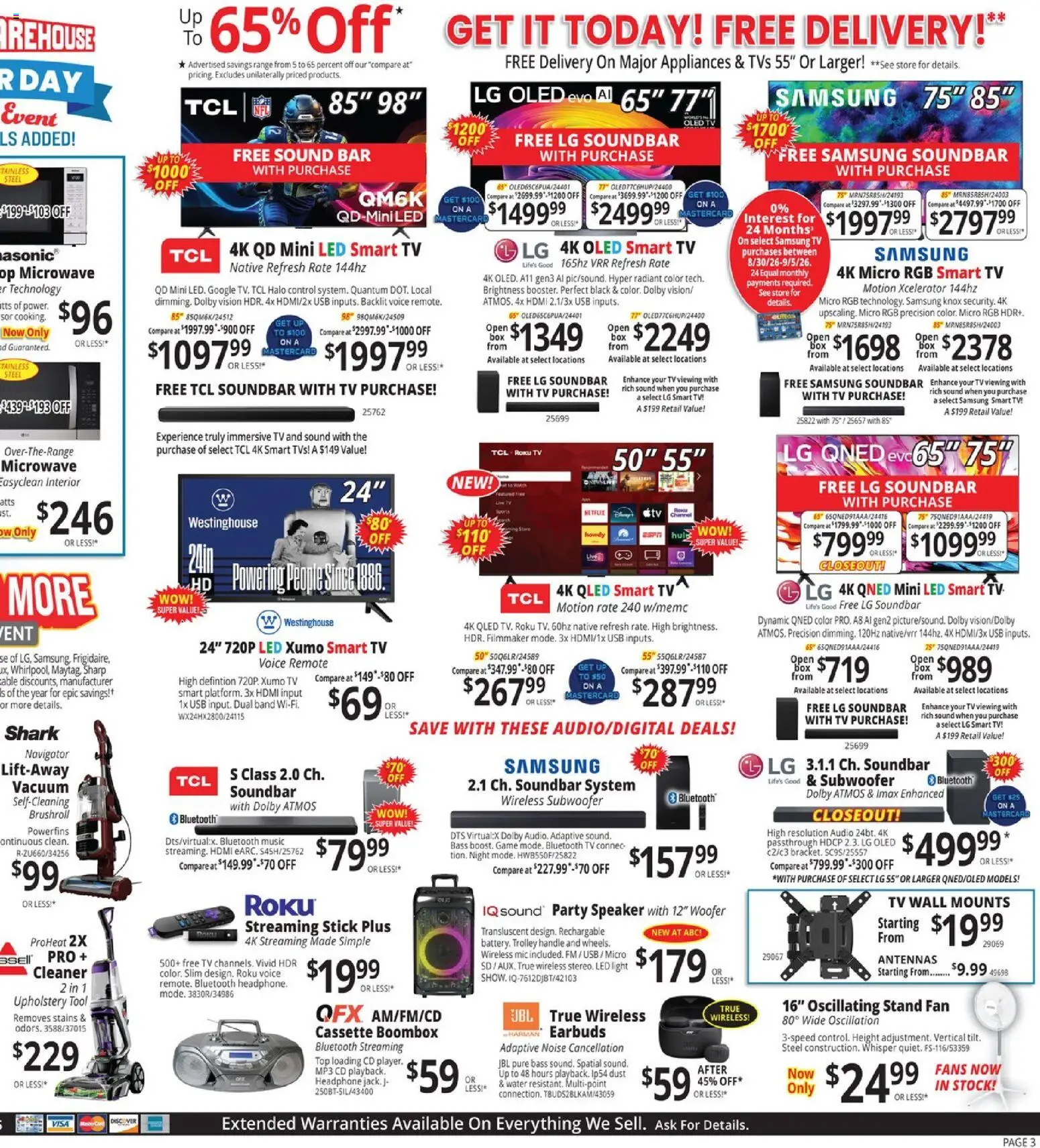 ABC Warehouse Weekly Ad - valid from 08/30/2026 | Page: 3 | Products: Box, Tv, Audio, Speaker