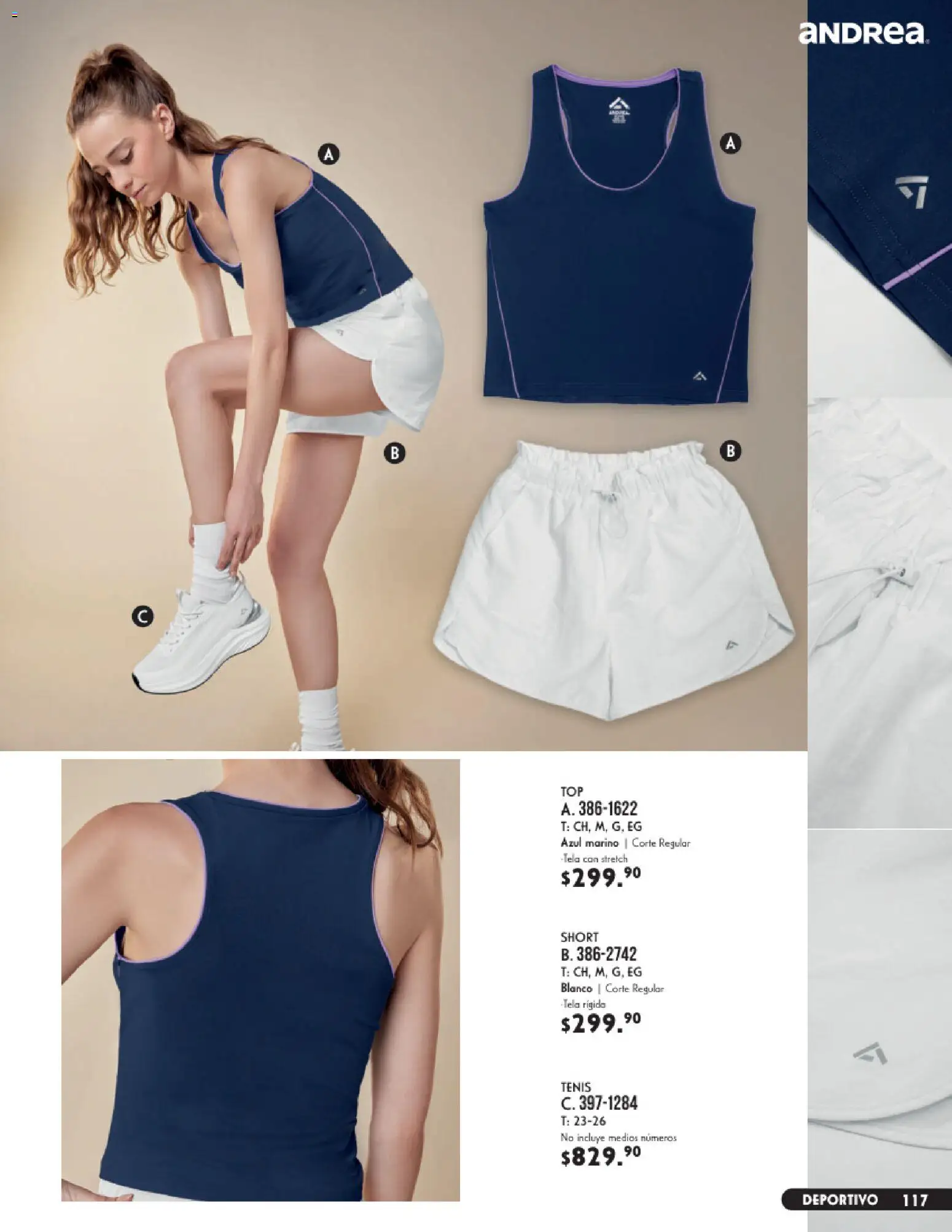 Nuevas ofertas de Andrea válidas en toda la República Mexicana desde el 23/08/2026. ¡Encuentra las mejores ofertas en Andrea catálogo Vestir! | Página: 117 | Productos: Tenis, Short