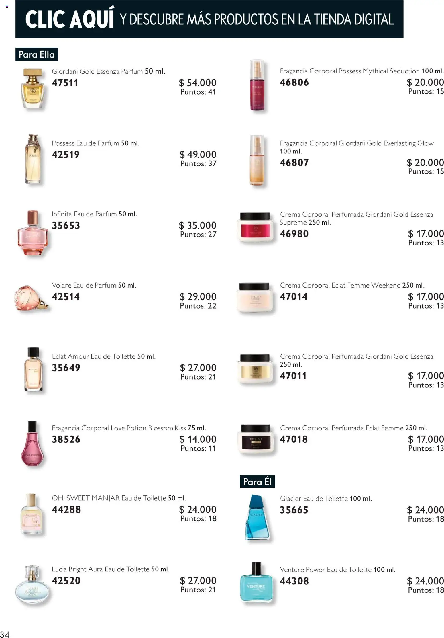 Oriflame Ofertas │ válido desde el 10.07.2026 | Página: 34 | Productos: Fragancia, Eau de toilette, Crema, Manjar